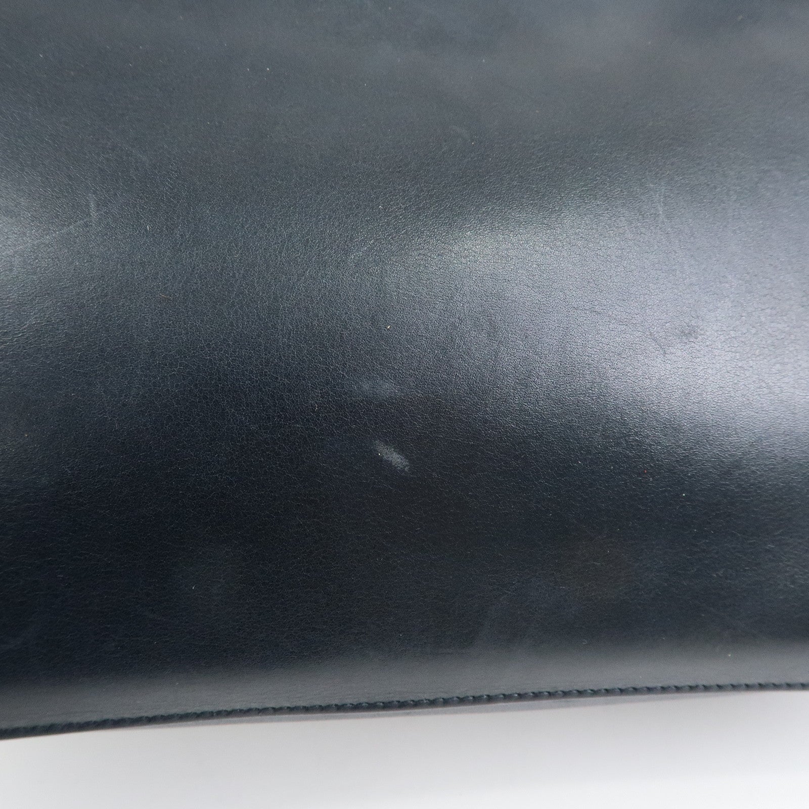 GUCCI Logo Leather Shoulder Bag Hand Bag Navy 001・3767