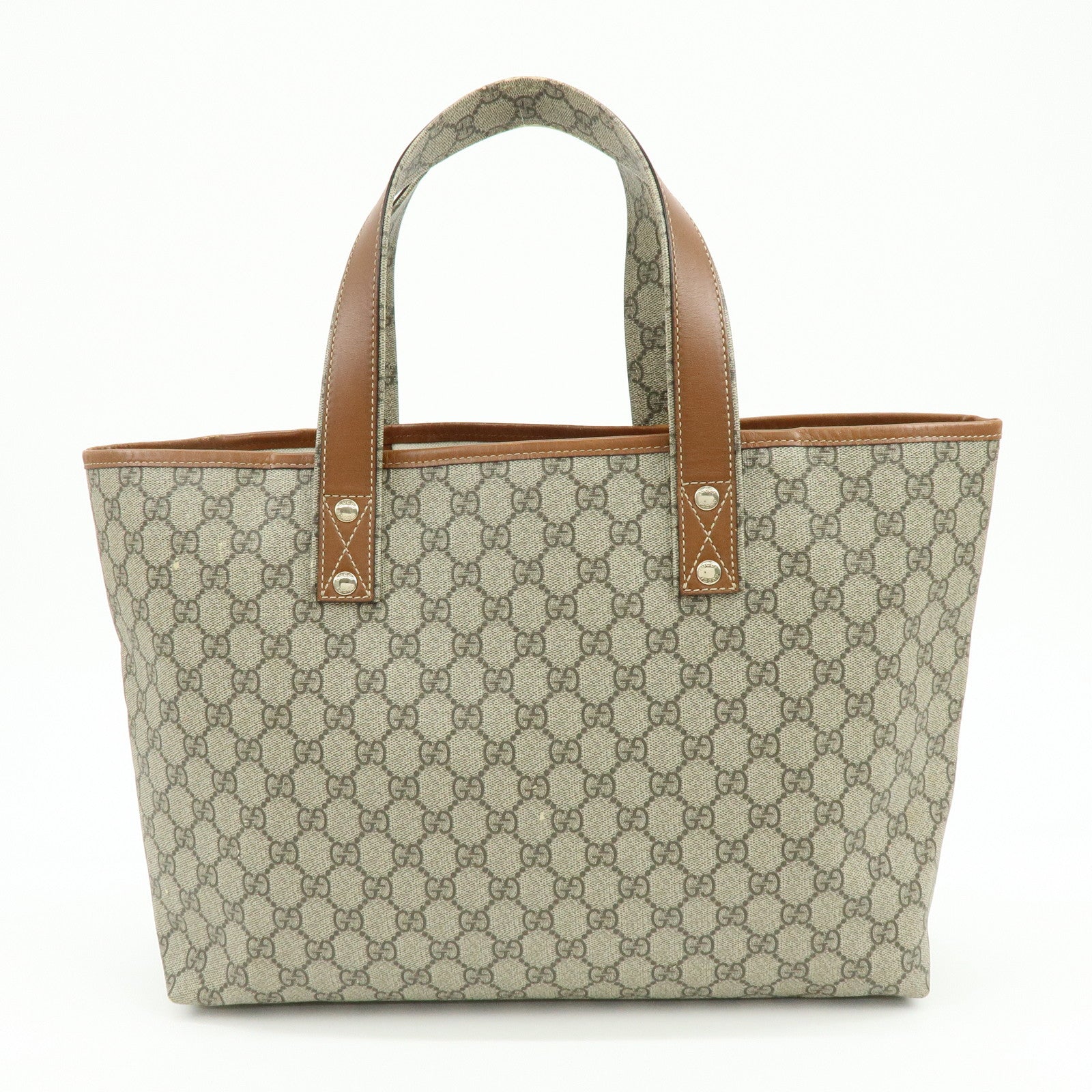 GUCCI Sherry GG Supreme Leather Tote Bag Hand Bag Beige 211134