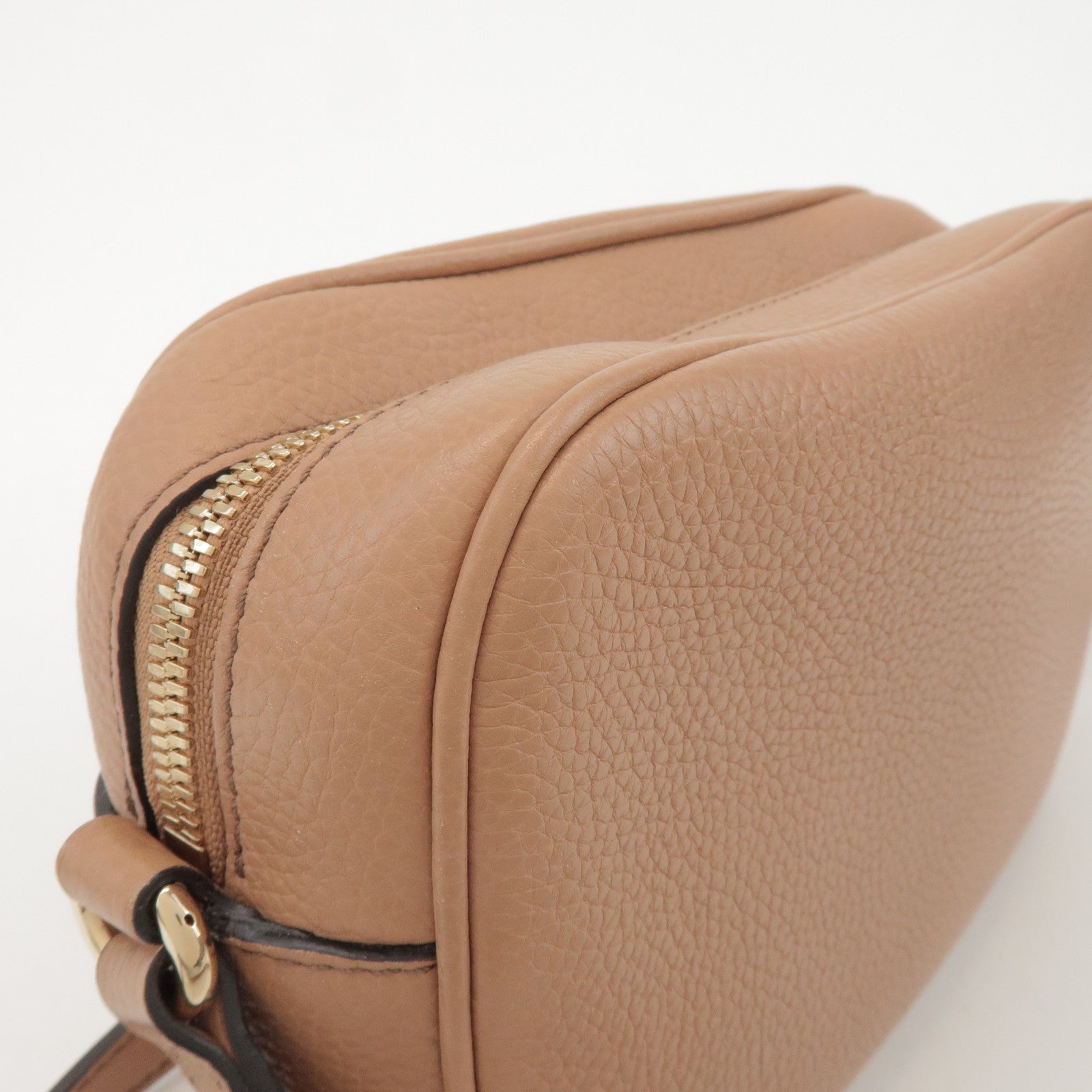 GUCCI SOHO Interlocking G Leather Shoulder Bag Beige 308364
