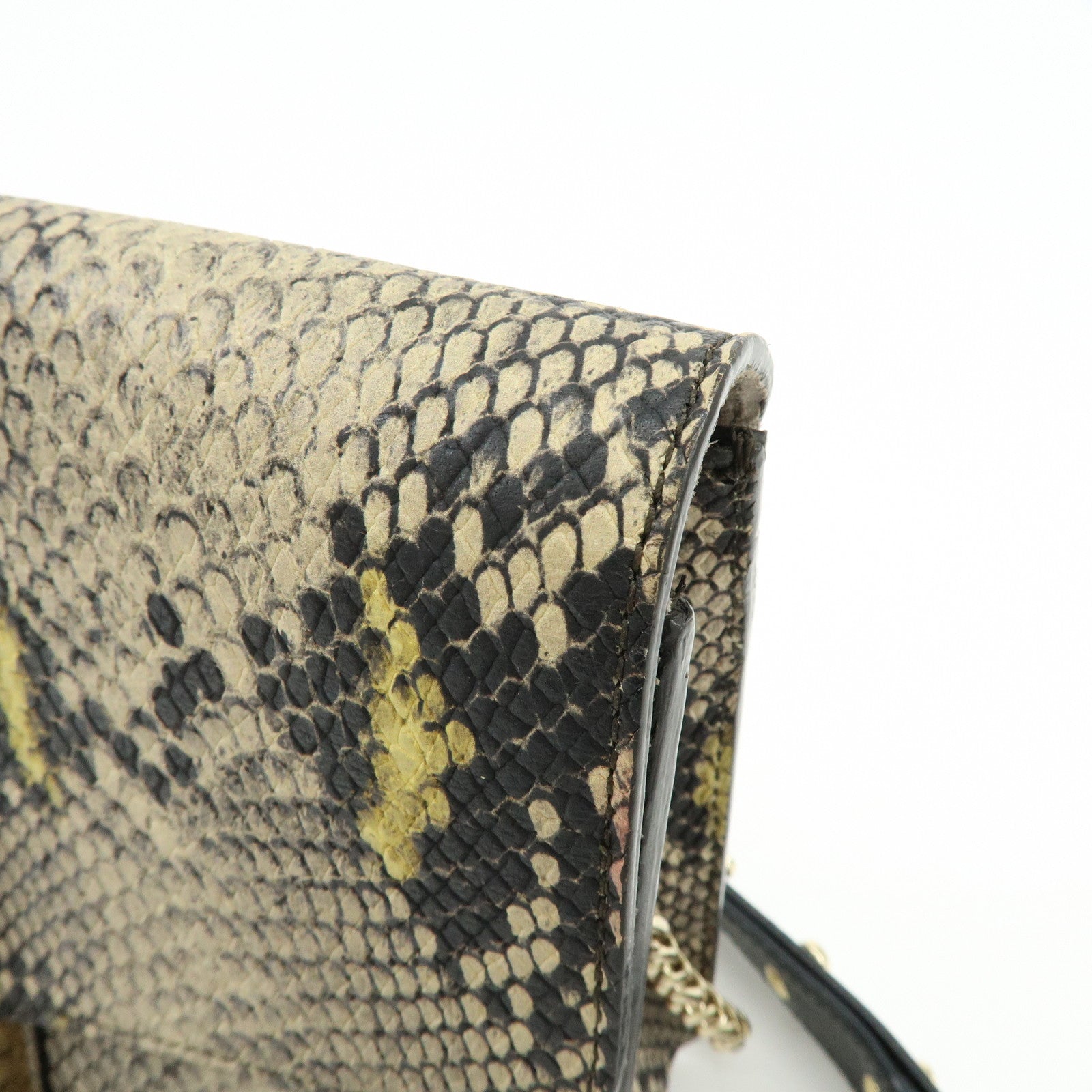 FURLA Metropolis Embossed Leather Chain Shoulder Bag Beige Pink