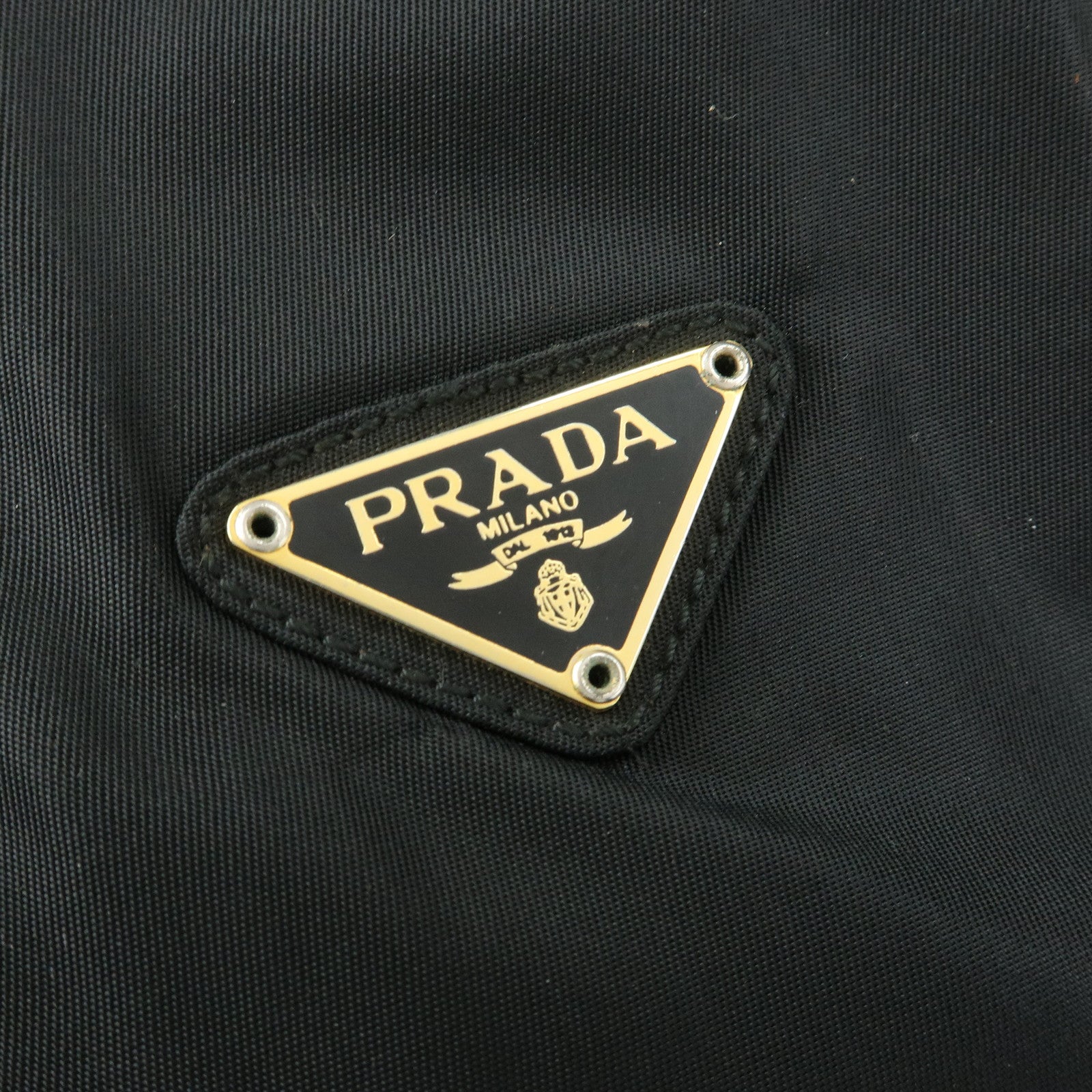 PRADA Triangle Logo Nylon Leather Chain Shoulder Bag Black B4394