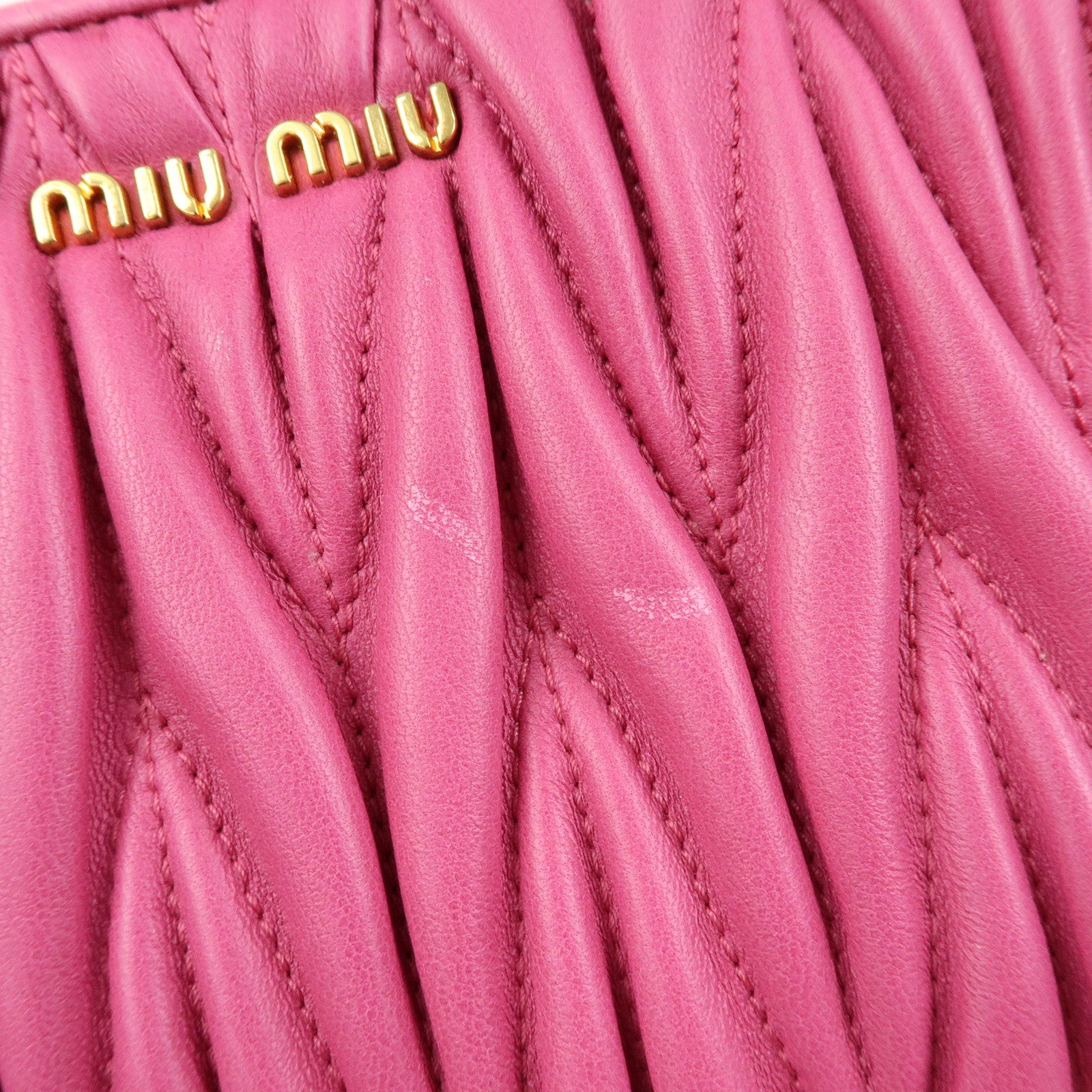 MIU MIU Matelasse Nappa Leather Clutch Bag Pouch Pink 5N1811