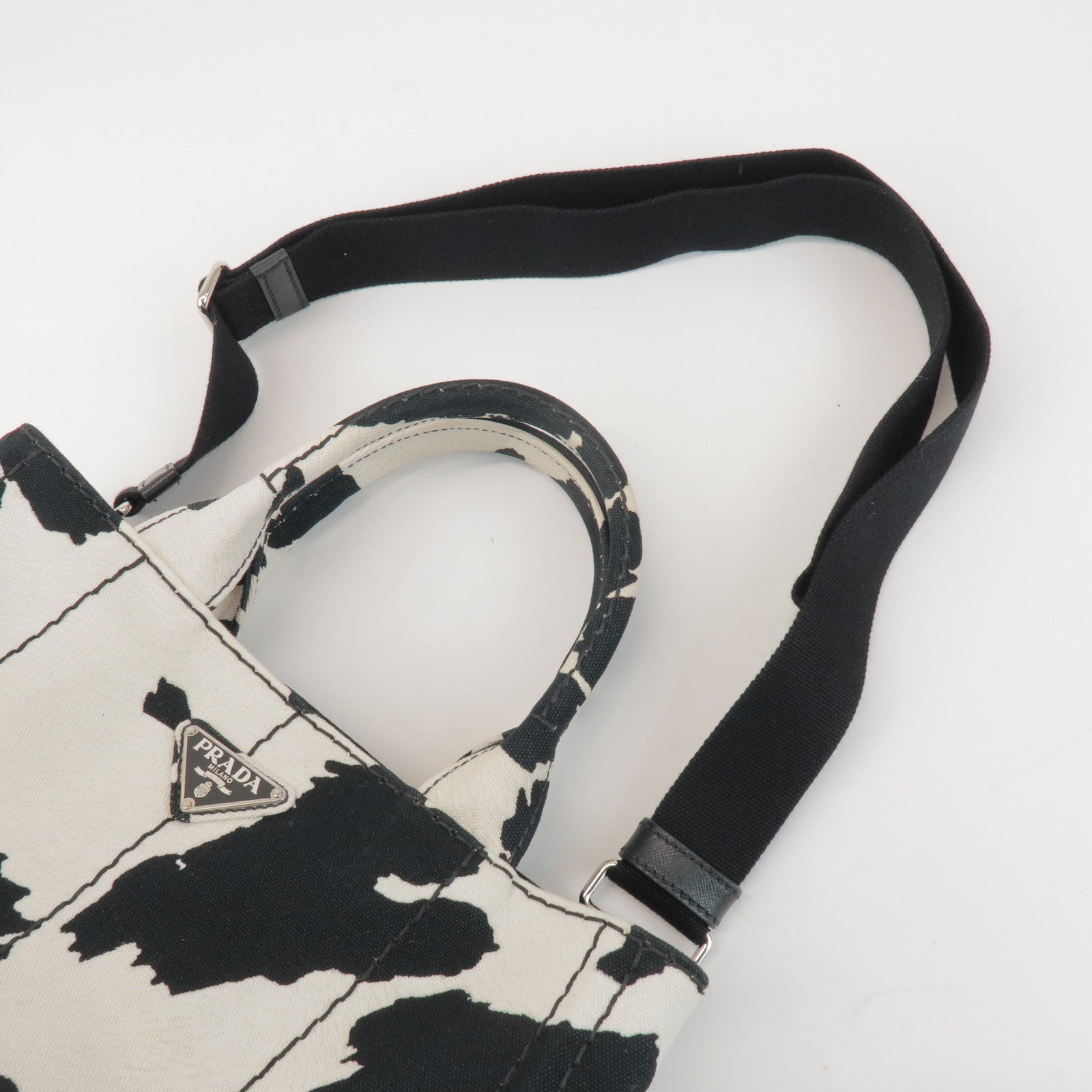 PRADA Triangle Logo Canapa Mini Canvas 2Way Bag Hand Bag 1BG439