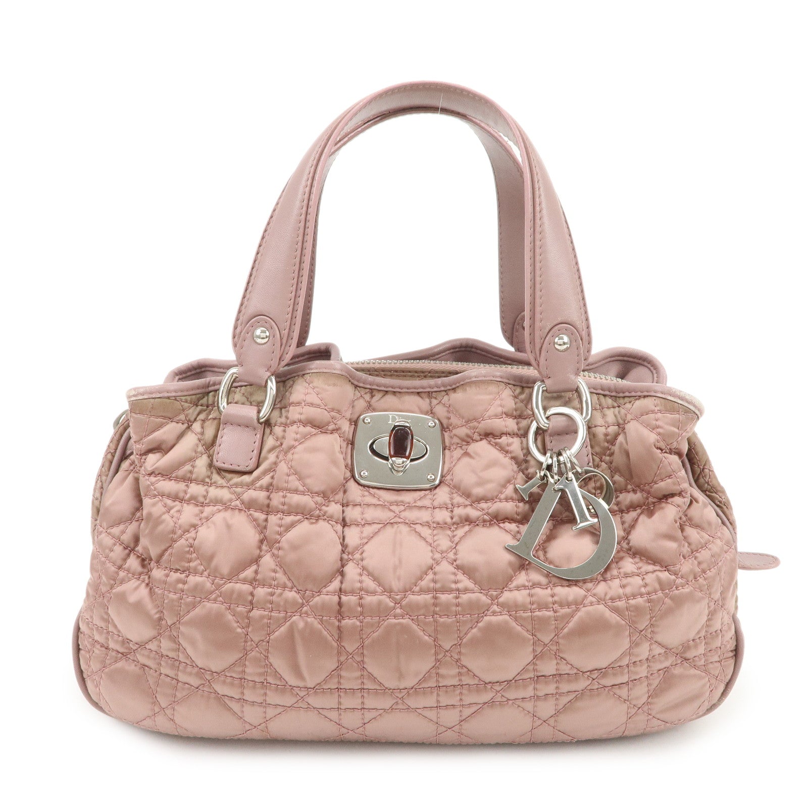 Christian Dior Canage Nylon Leather Hand Bag Pink
