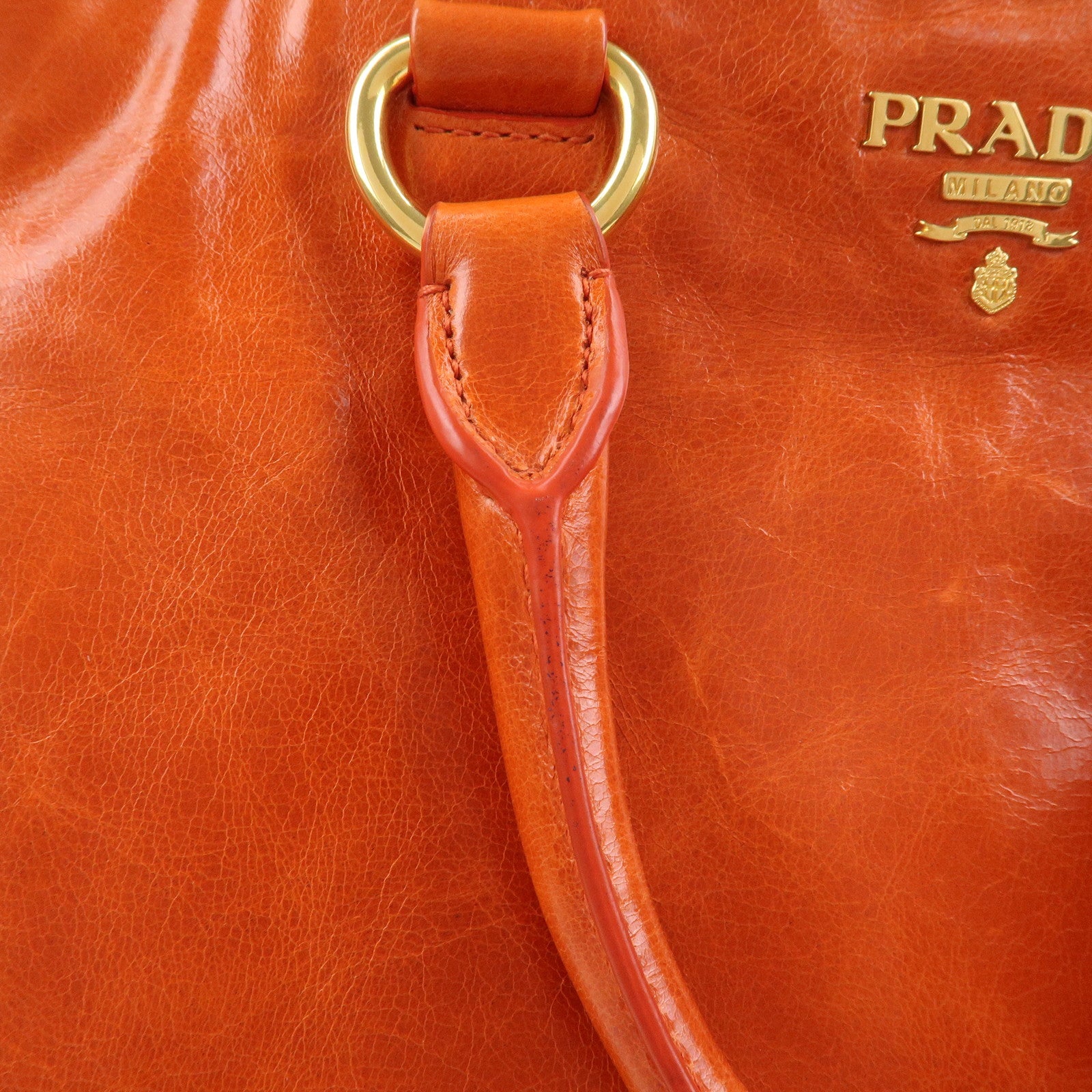 PRADA Logo Leather 2Way Bag Hand Bag Shoulder Bag Orange BN2326
