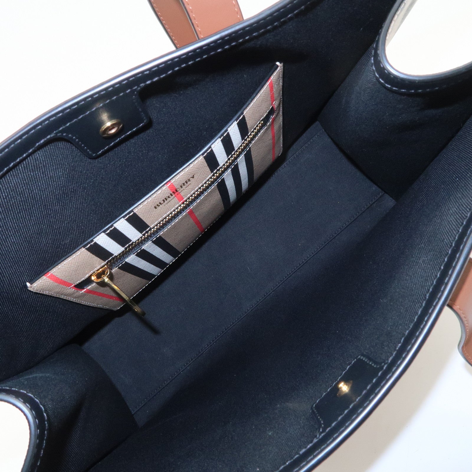 BURBERRY PVC Leather Tote Bag Shoulder Bag Beige Brown