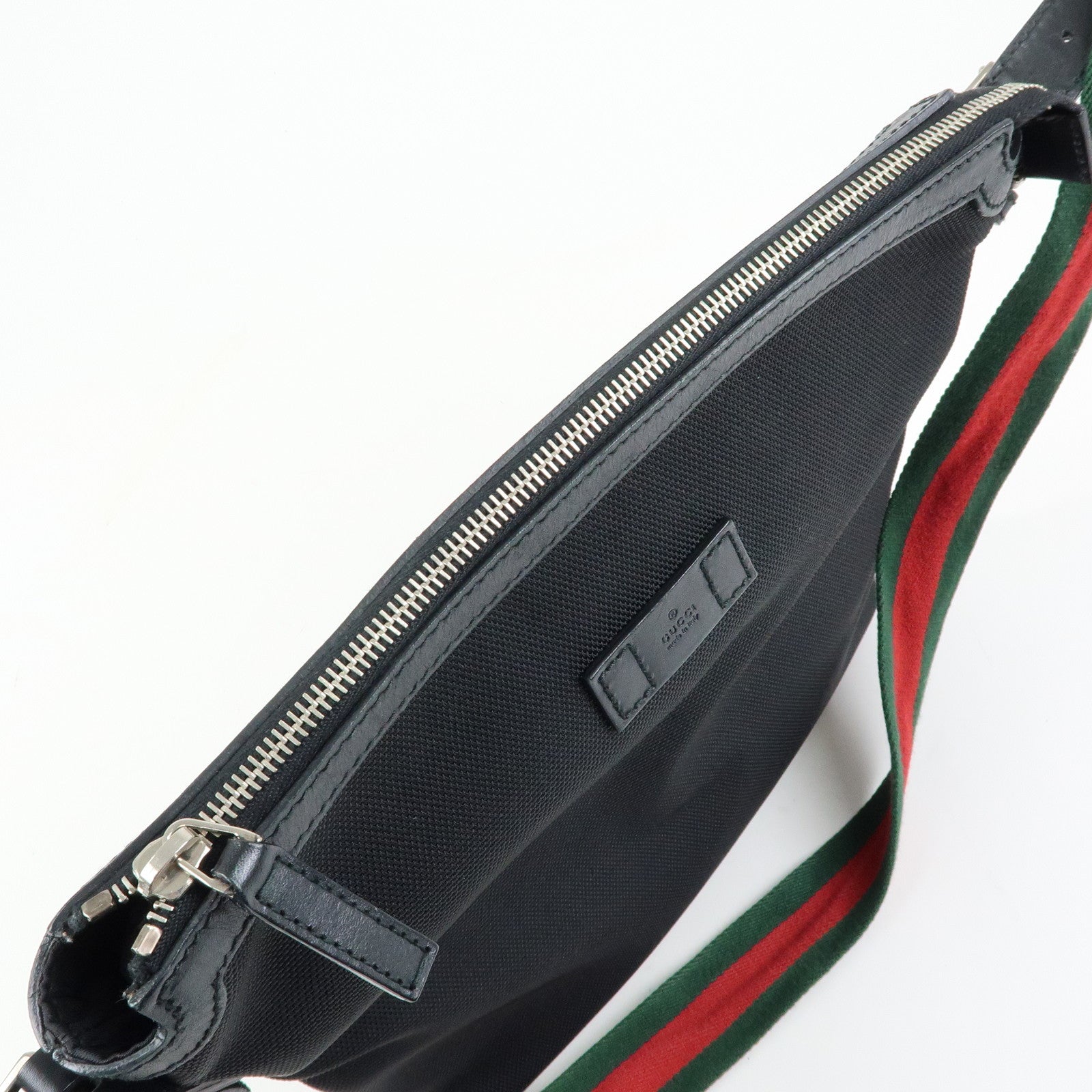 GUCCI Sherry Canvas Leather Shoulder Bag Crossbody Bag Black 353407