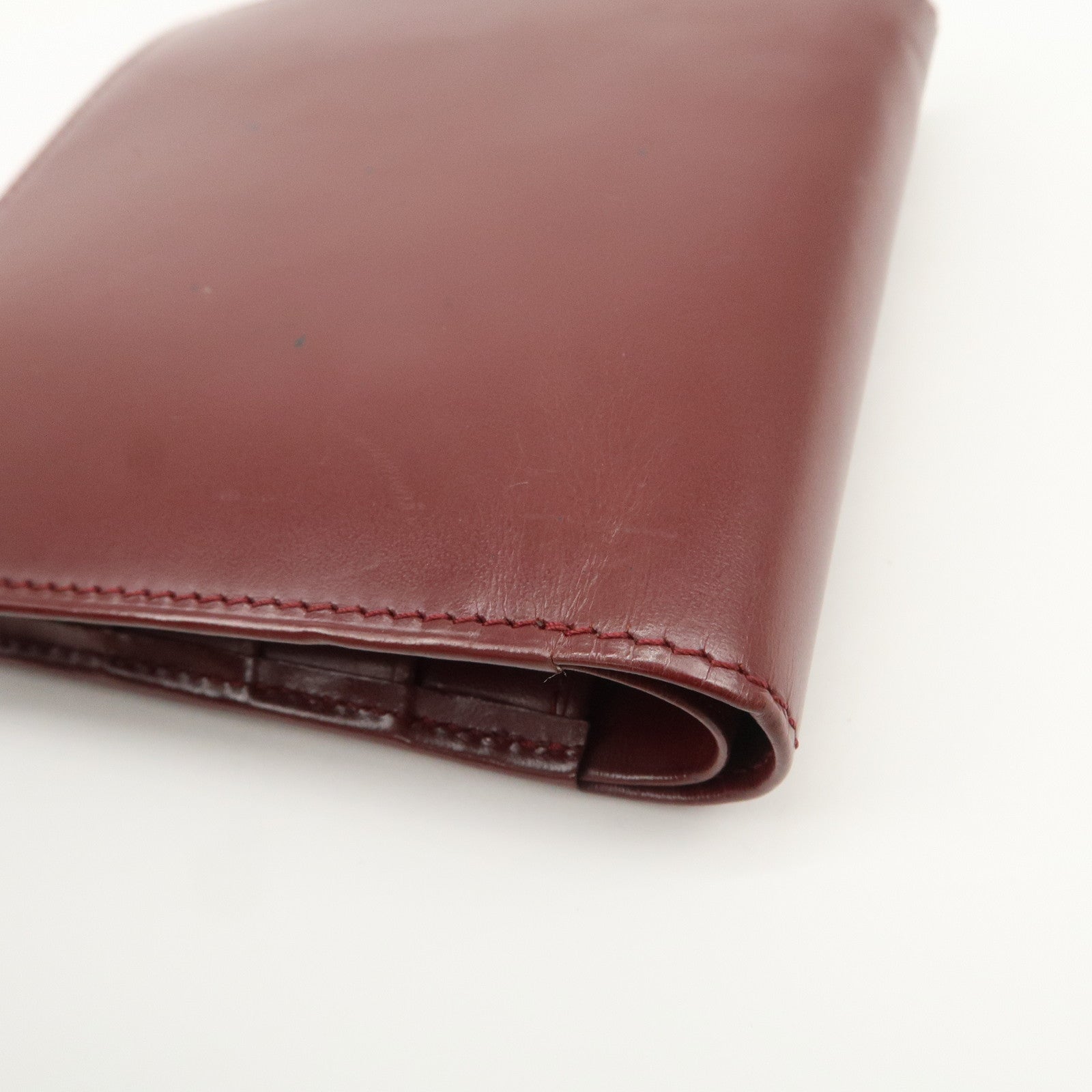 Cartier Must de Cartier Logo Leather Compact Wallet Bordeaux