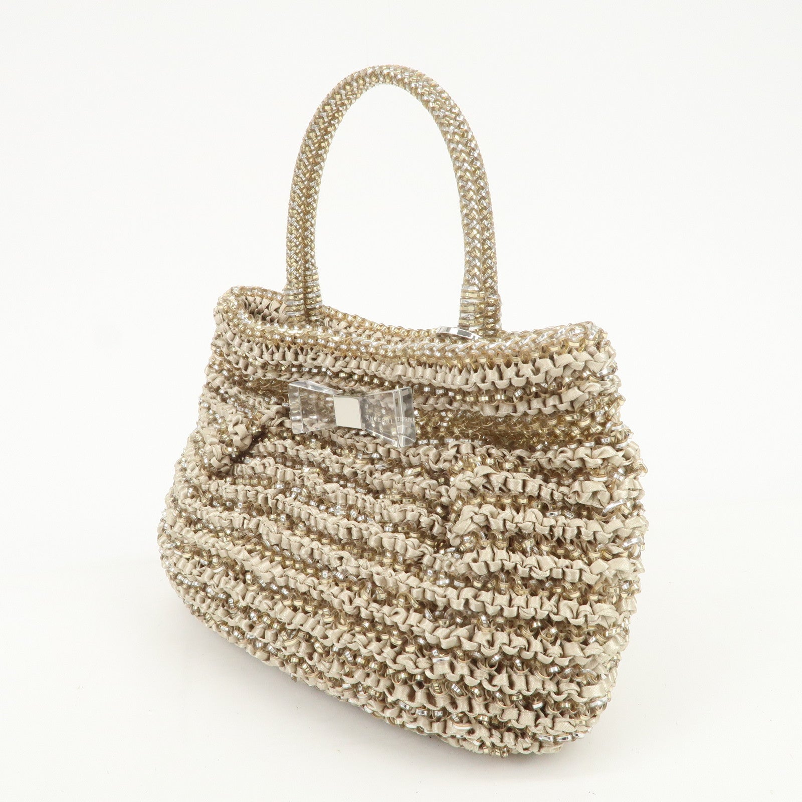 ANTEPRIMA Wire Bag PVC 2Way Bag Hand Bag Shoulder Bag Beige