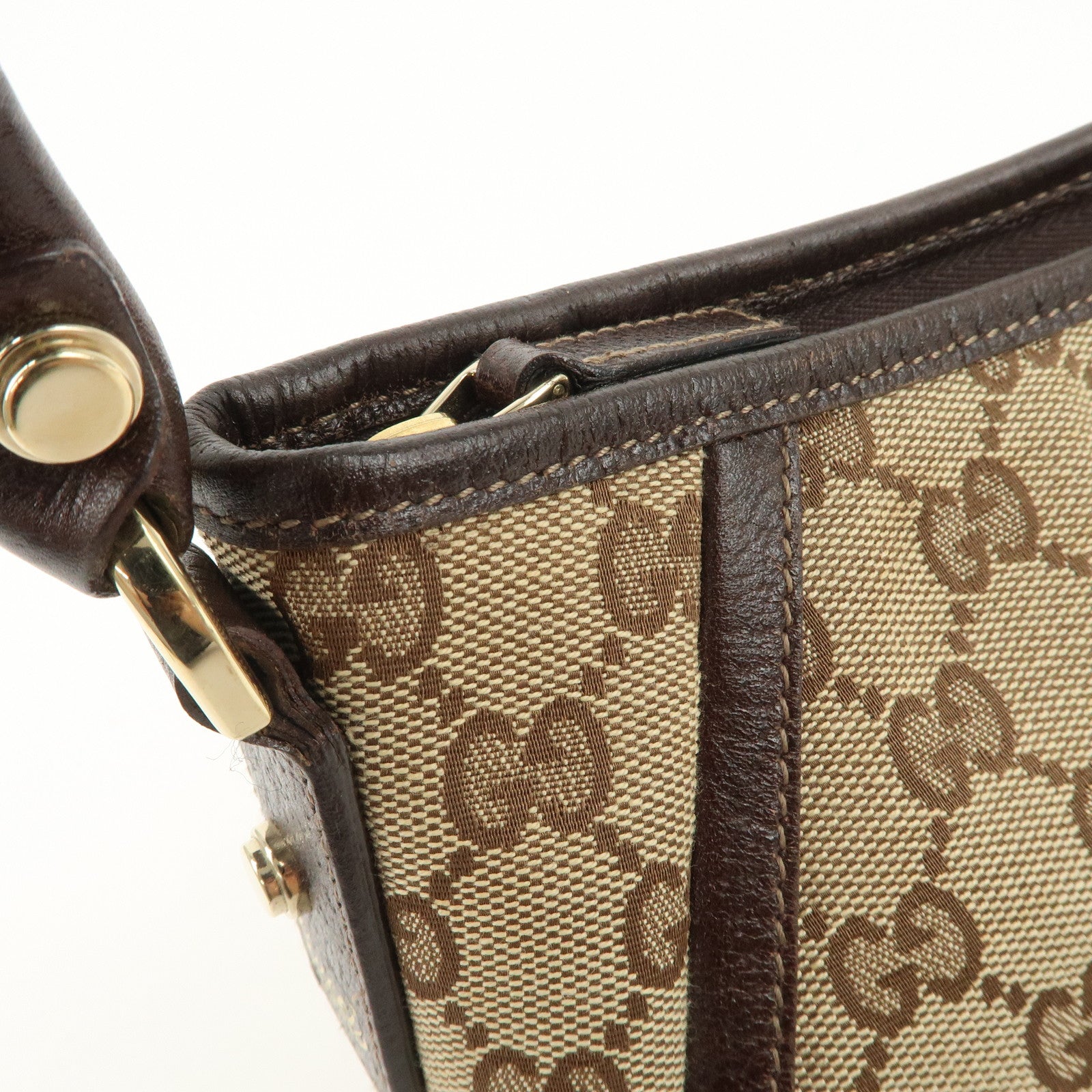 GUCCI Abbey GG Canvas Leather Shoulder Bag Hand Bag Beige 130939