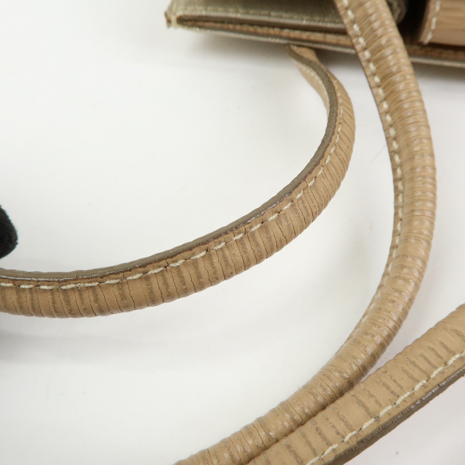 FENDI Zucca Canvas Leather Shoulder Bag Beige