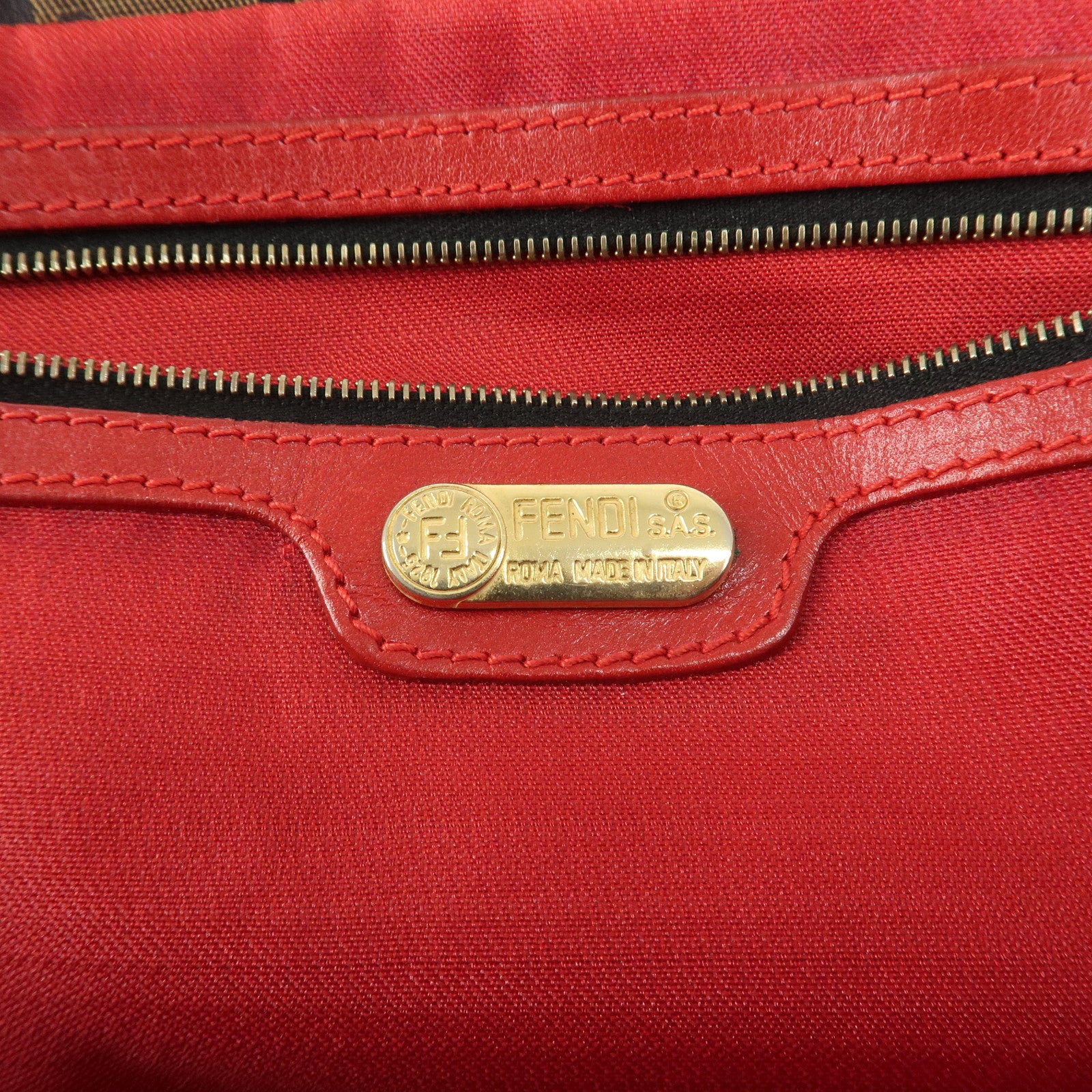 FENDI Canvas Leather Shoulder Bag Crossbody Bag Leopard 263570