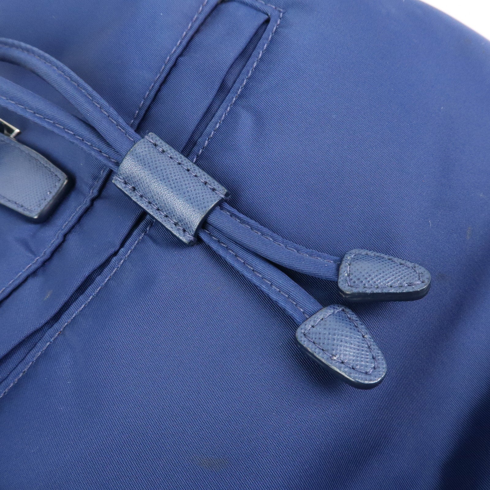 PRADA Triangle Logo Nylon Saffiano Leather Backpack Navy BZ0032
