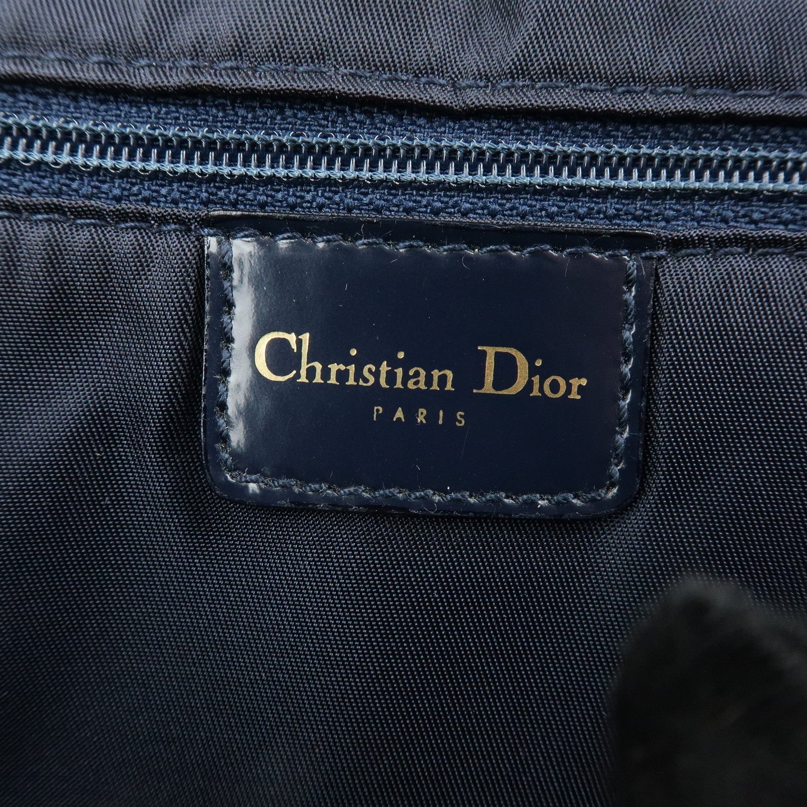 Christian Dior Maris Pearl Denim Patent Leather Shoulder Hand Bag