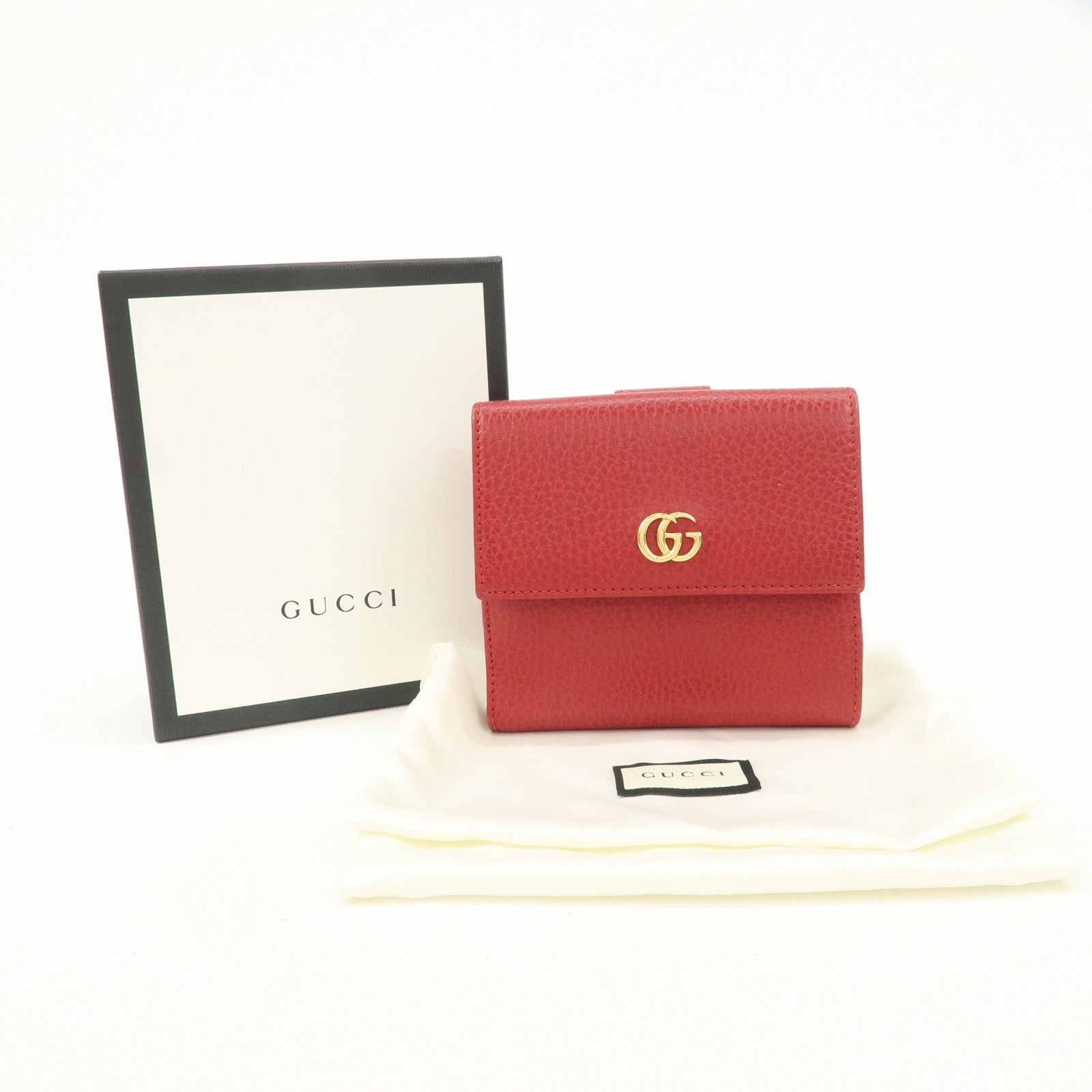 GUCCI GG Marmont Leather Bi-Fold Wallet Castilian Red 456122