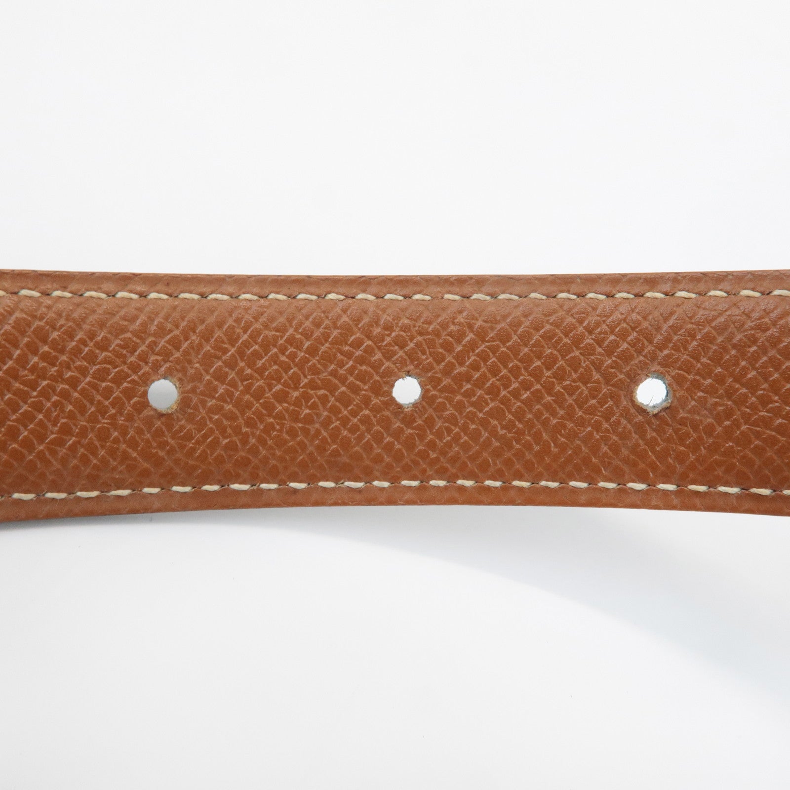 HERMES Cushvel Leather H Buckle Constance Belt H Stamped Black Gold Used