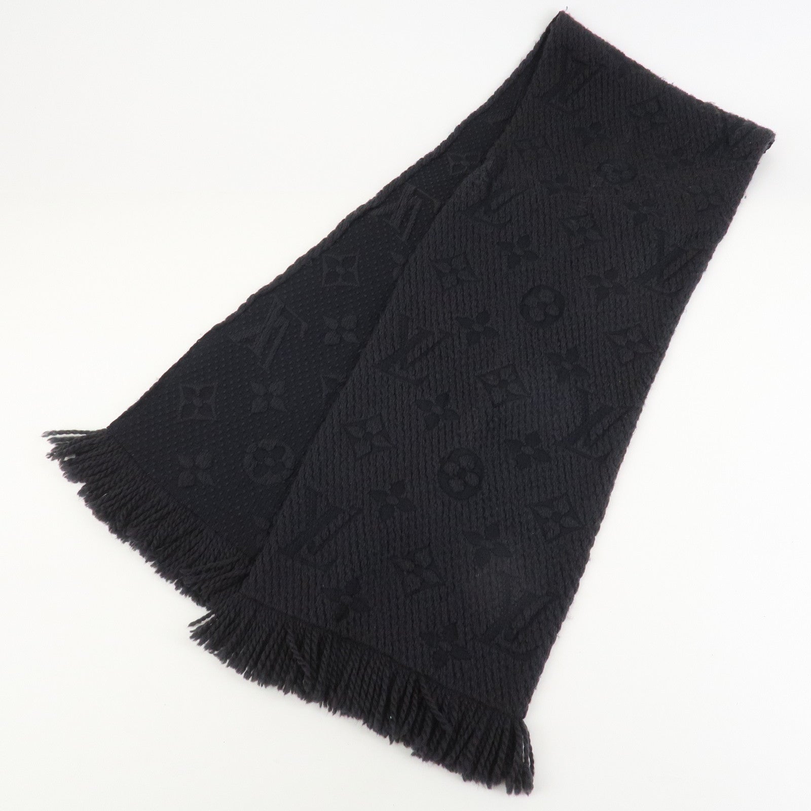 Louis Vuitton Echarpe Logomania Wool Silk Scarf Black M72431