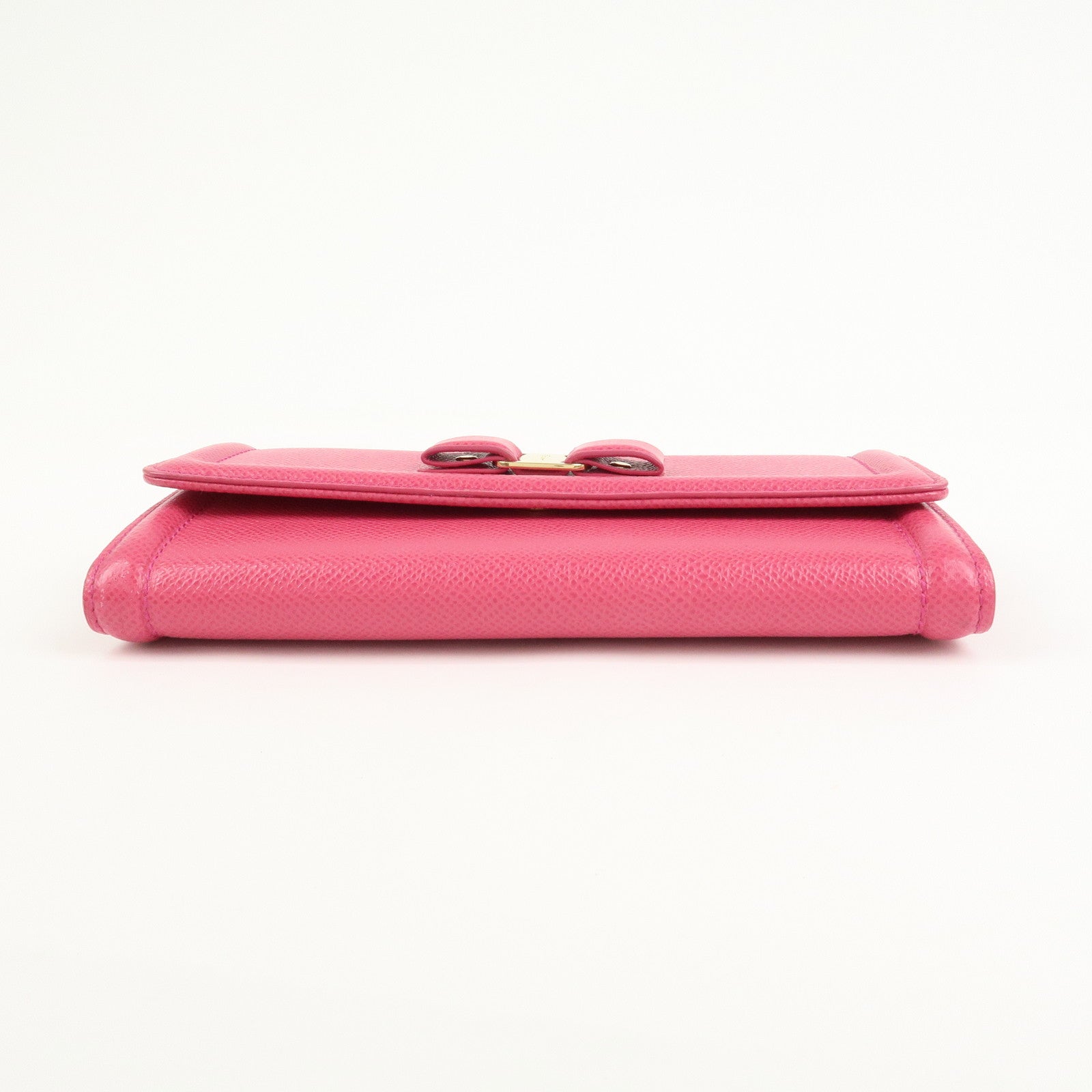 Ferragamo Vara Ribbon Logo Leather Long Wallet Pink