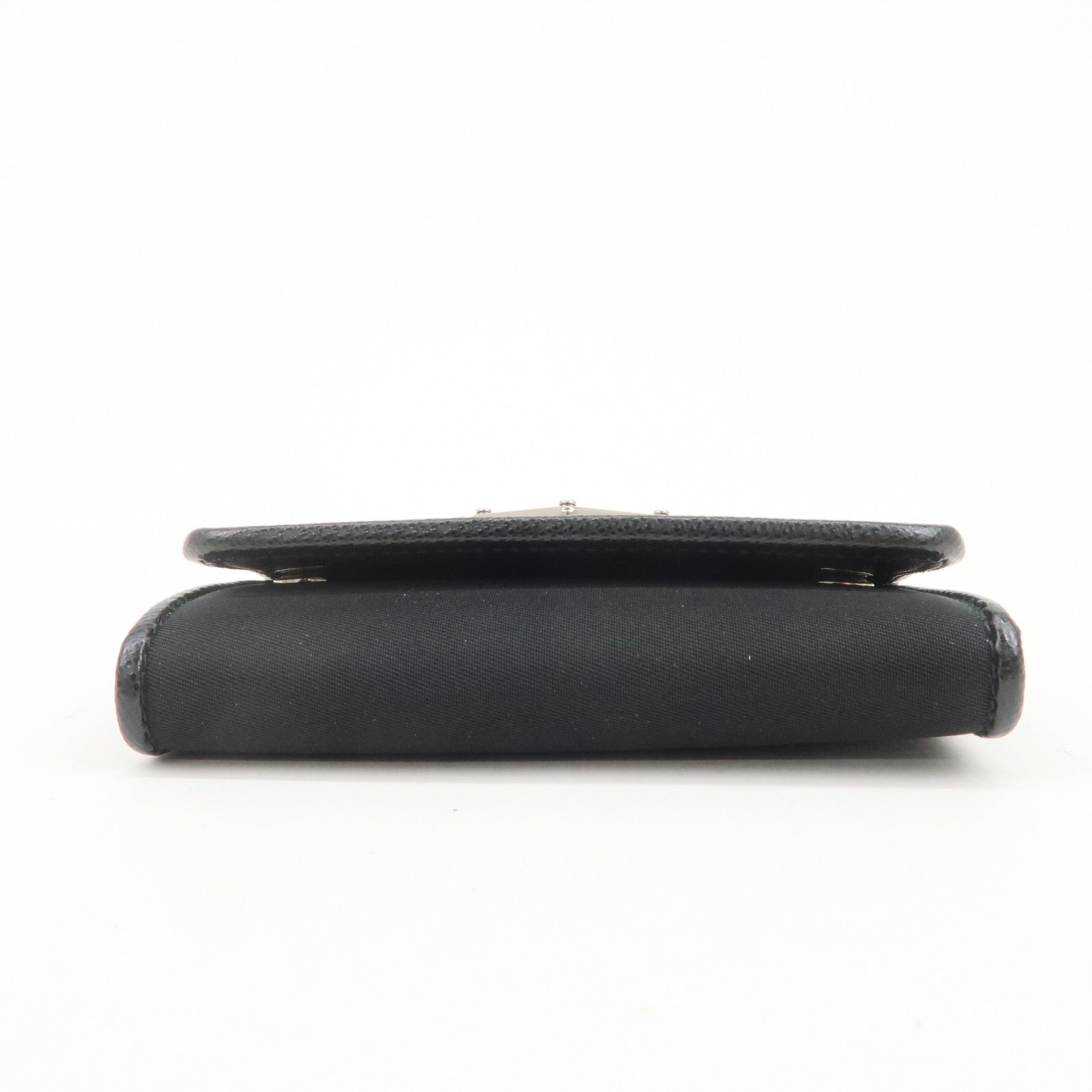 PRADA Triangle Logo 6 Rings Key Case Key Holder Black 1PG222