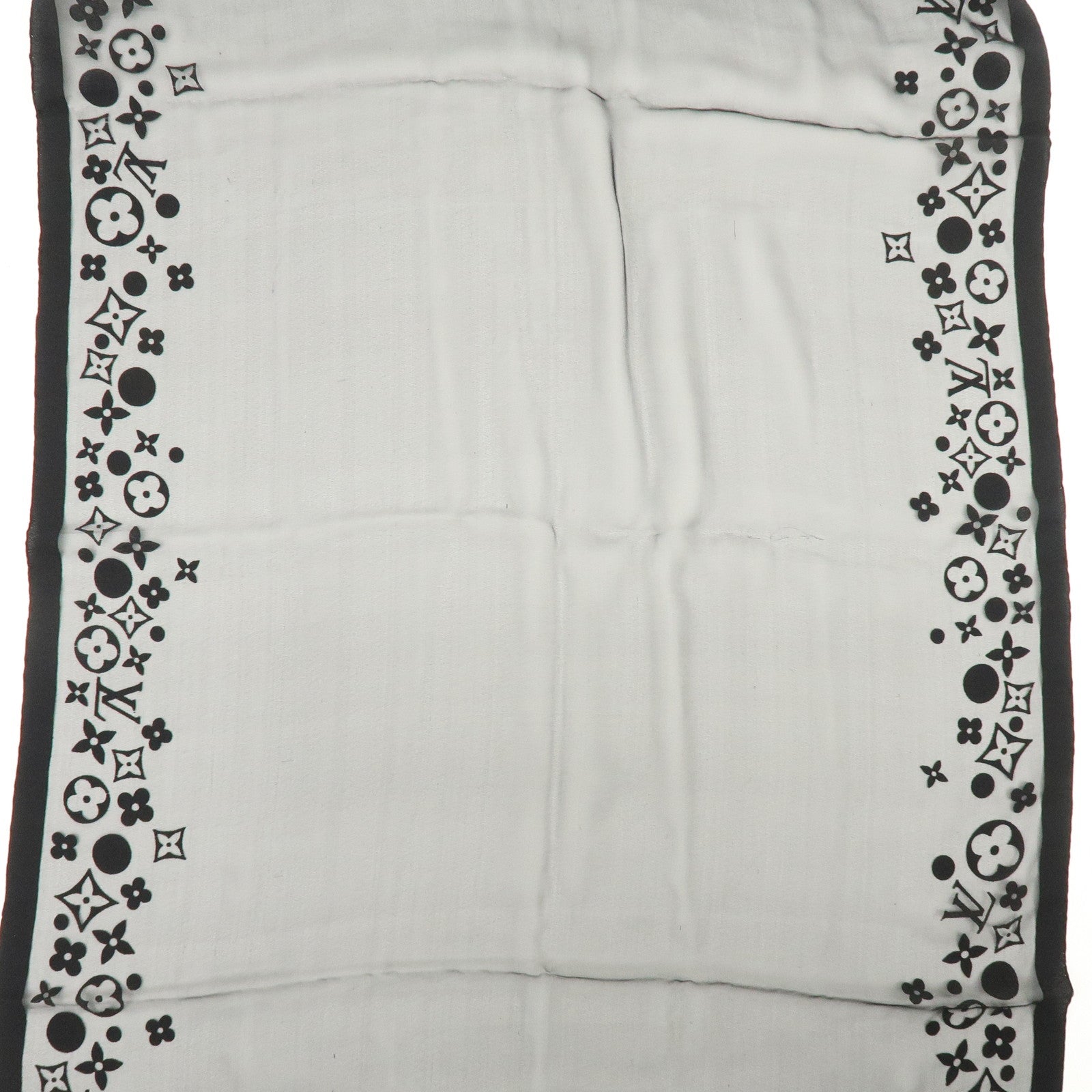 Louis Vuitton Monogram Silk 100% Sheer Scarf Shawl Black
