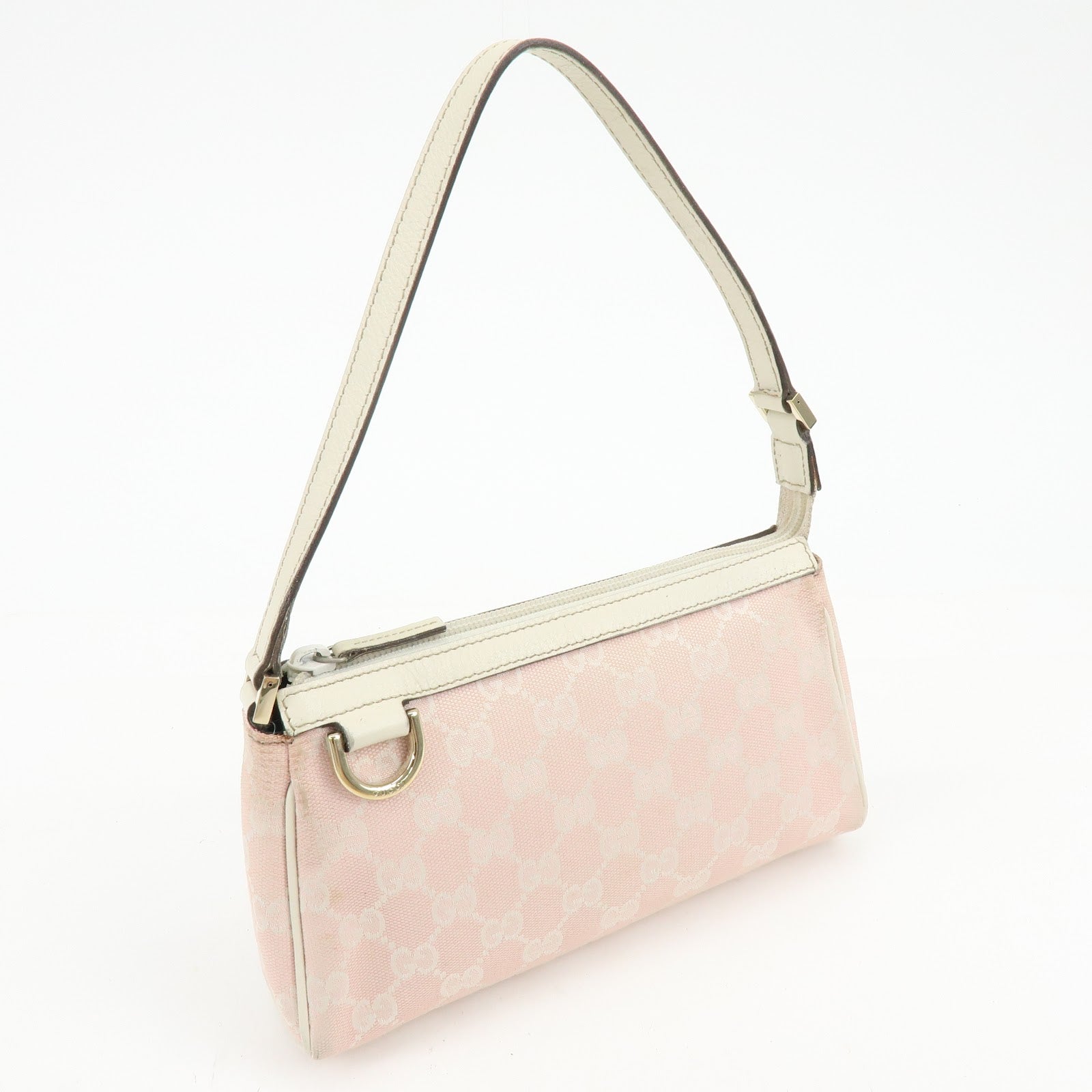 Gucci Abbey GG Canvas Leather Accessory Pouch Hand Bag Pink 145750