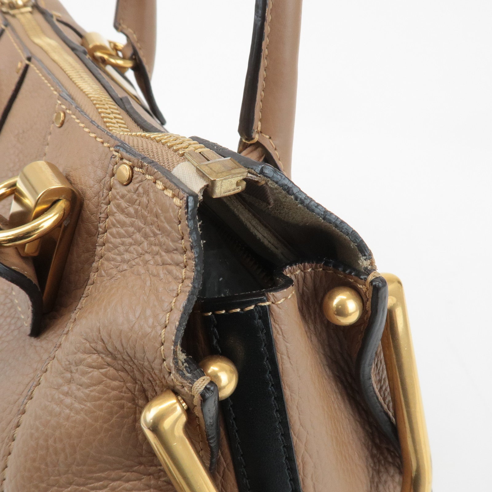 Chloe Hayley Leather 2WAY Bag Hand Bang Shoulder Bag Brown