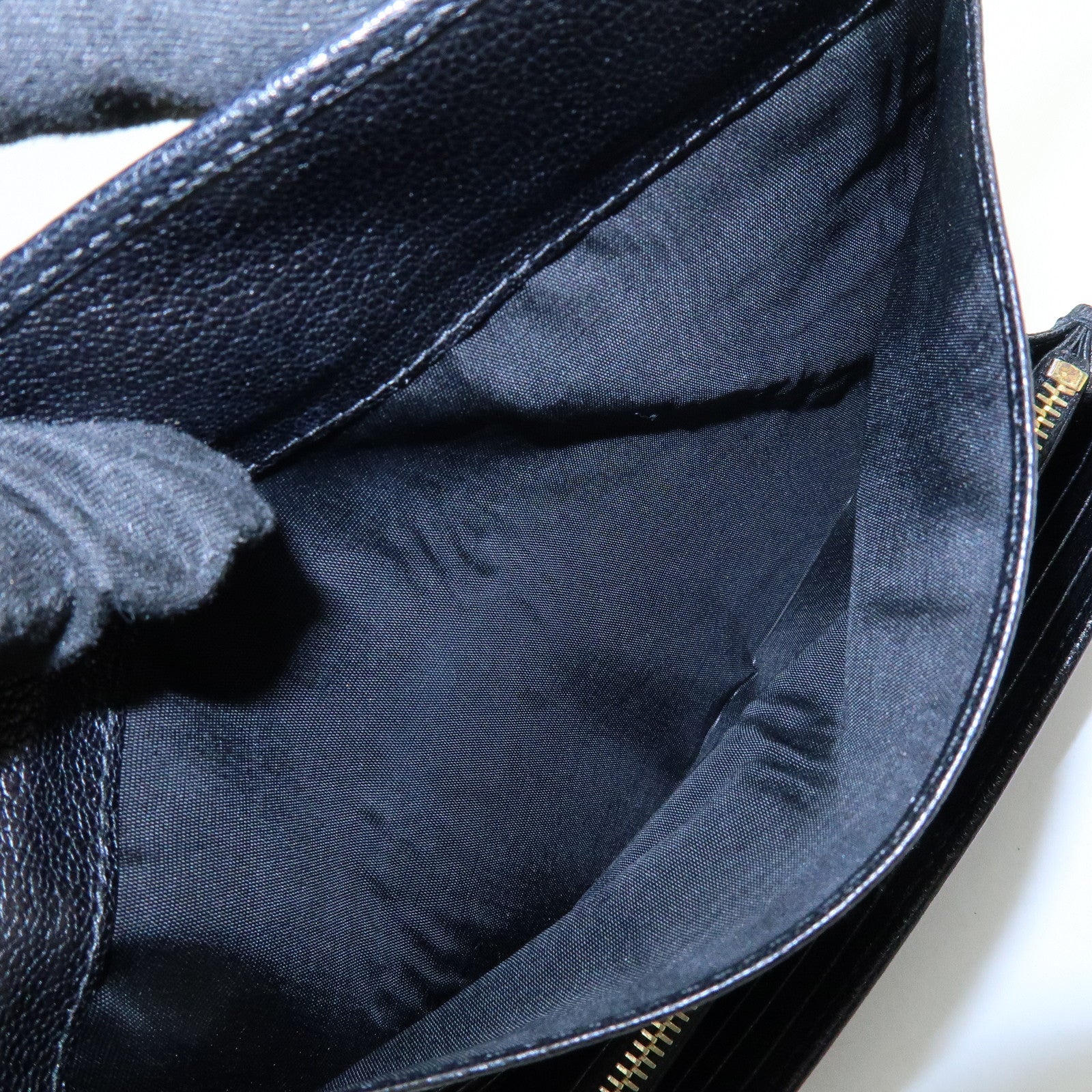 MIU MIU Logo Leather Studs Flap Long Wallet Black 5M1109