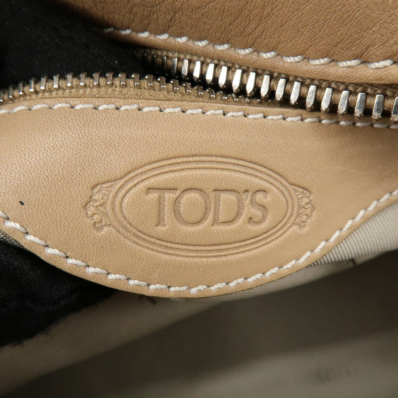 TOD'S D-Cube Leather 2Way Bag Hand Bag Shoulder Bag Beige
