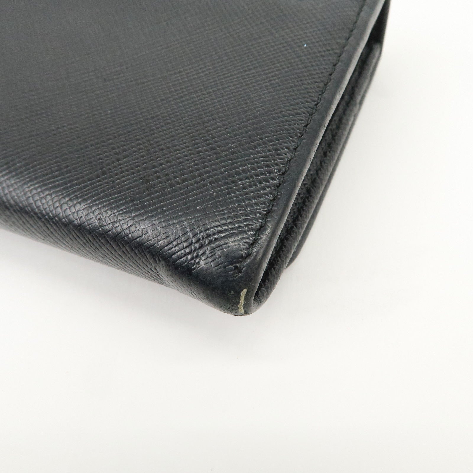 PRADA Saffiano Leather Flap Bi-Fold Long Wallet Black 1MH132