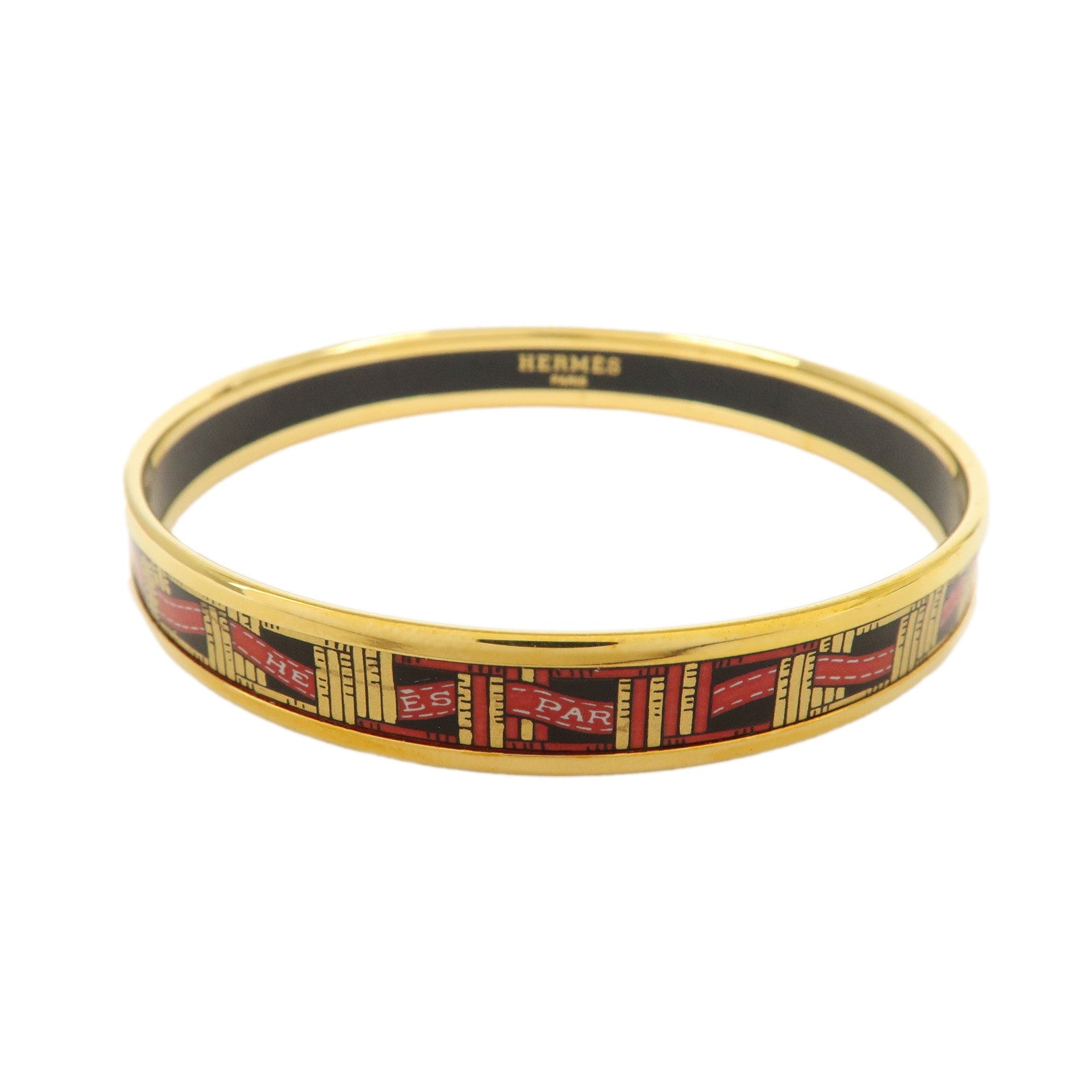 HERMES Email PM Bracelet Bangle Red Black