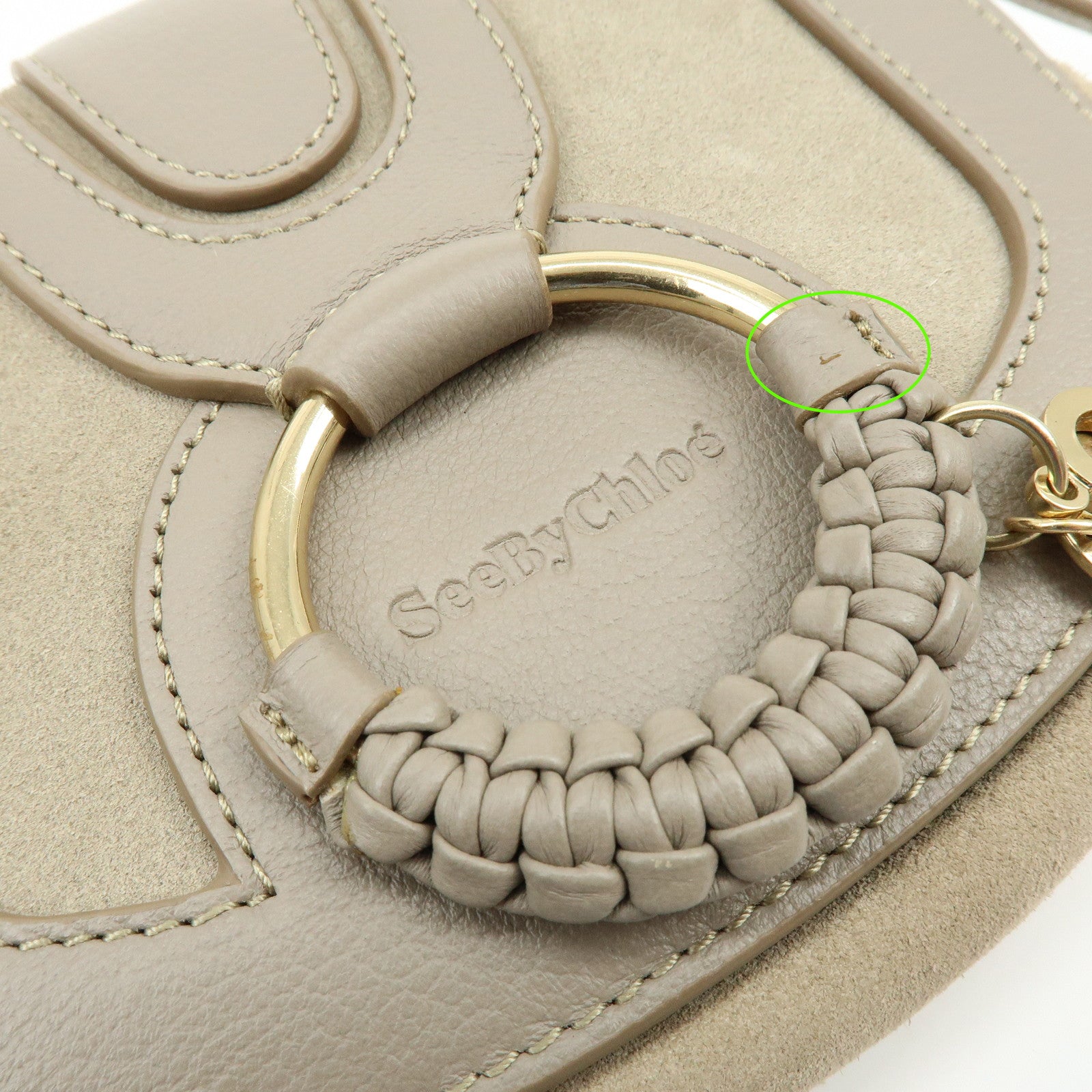 Chloe See By Chloe Hana Suede Leather Shoulder Crossbody Bag Greige