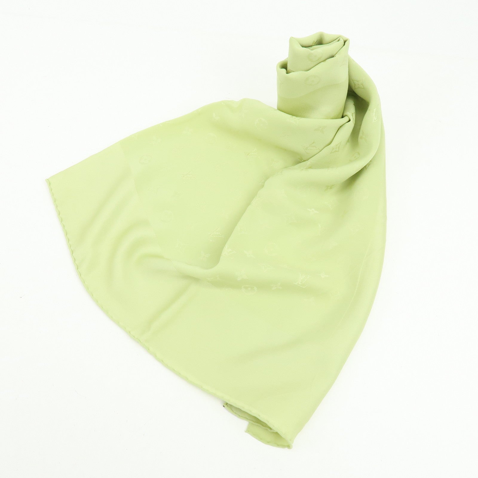 Louis Vuitton Monogram Silk 100% Scarf Shawl Light Green