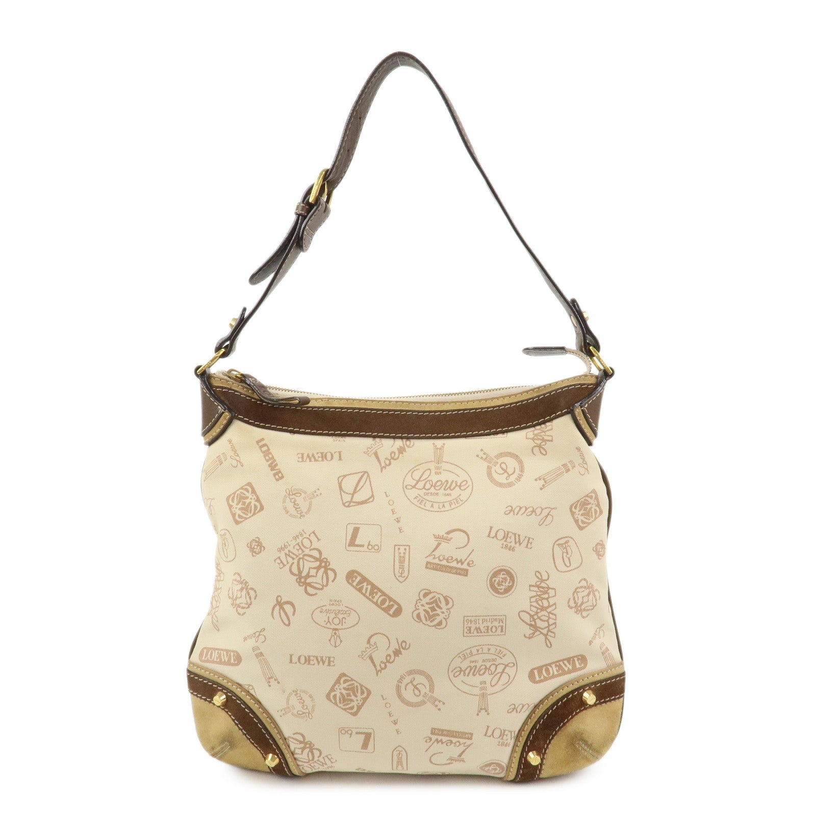 LOEWE Anagram Canvas Suede Leather 160th Anniversary Shoulder Bag