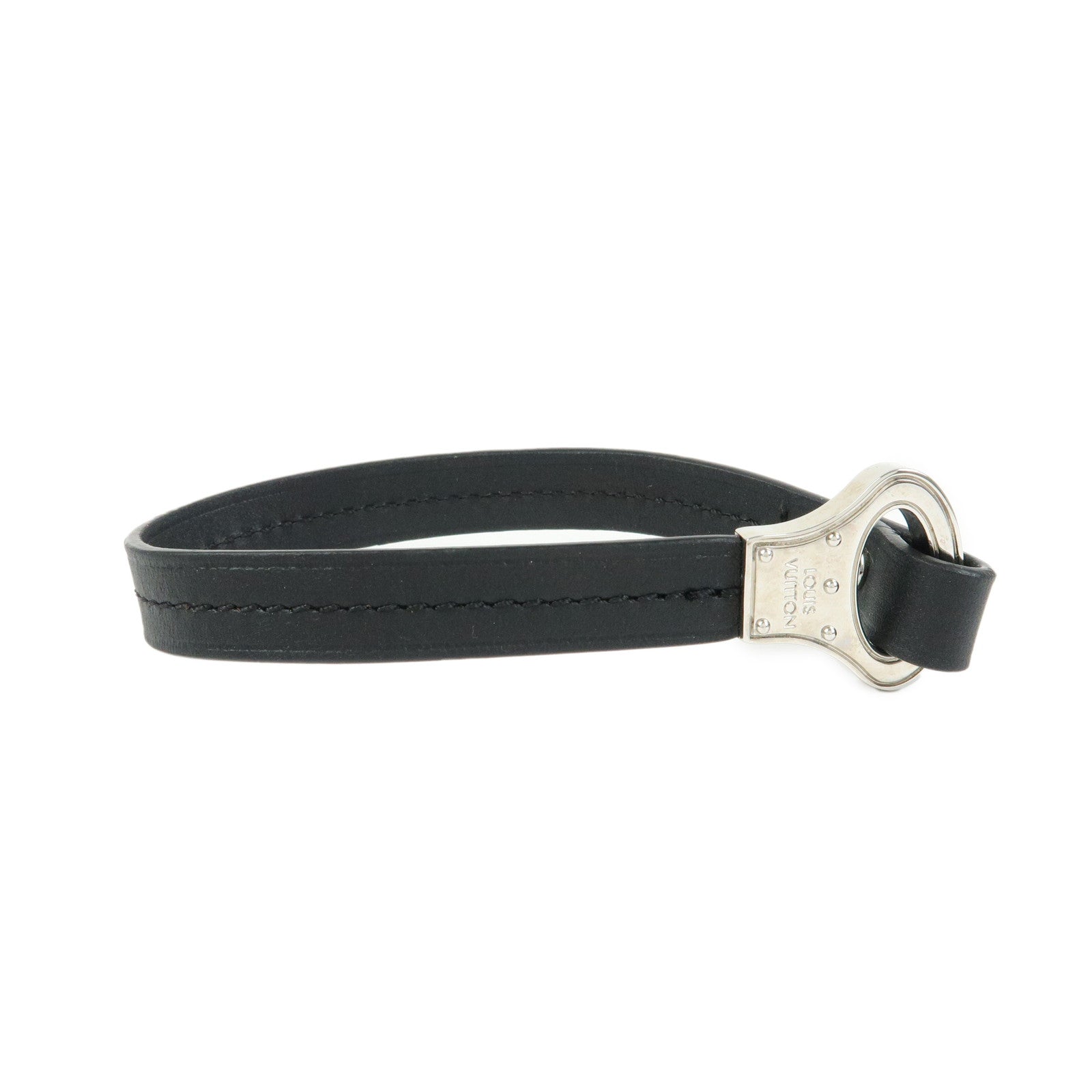 Louis Vuitton Bracelet Archive Leather Metal Bracelet Black M6290