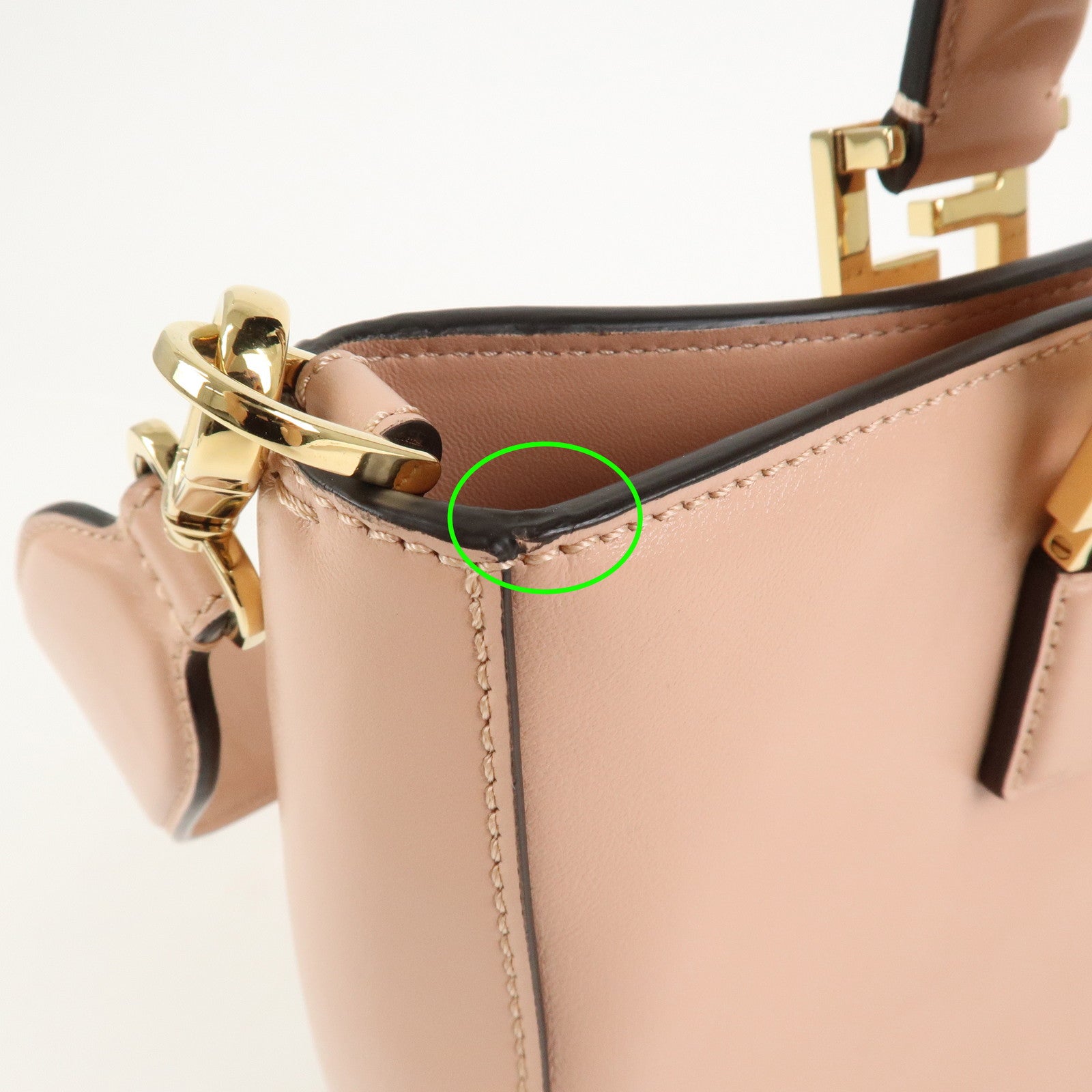 FENDI Leather 2Way FF Tote Small Hand Bag Shoulder Bag Pink 8BH367