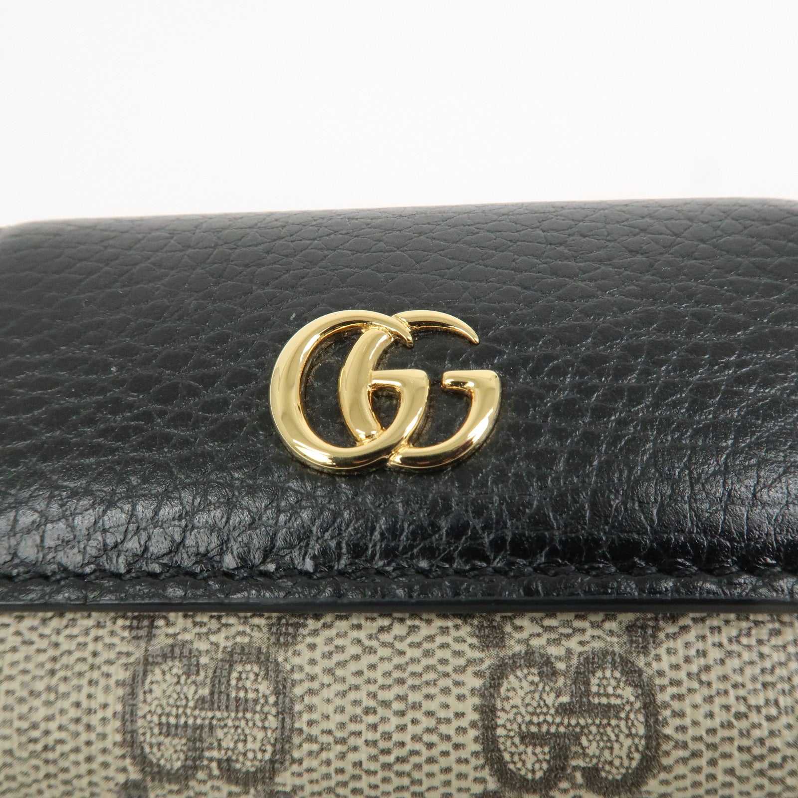 GUCCI GG Marmont Leather GG Supreme 6 Key Case Black 456118