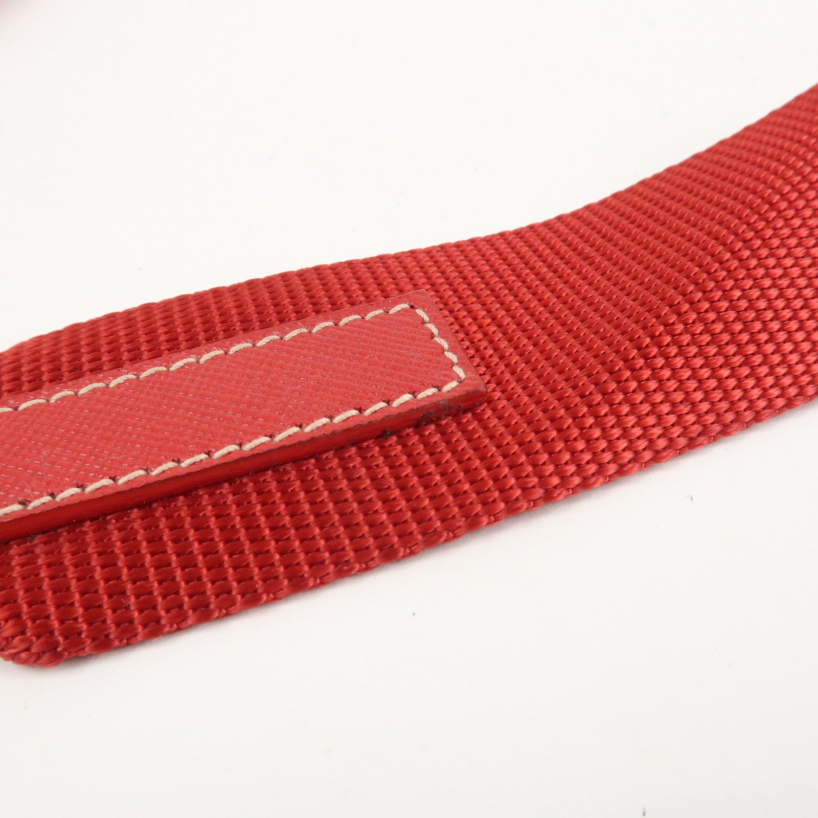 PRADA Triangle Logo Nylon Saffiano Leather Shoulder Bag Red BT0436