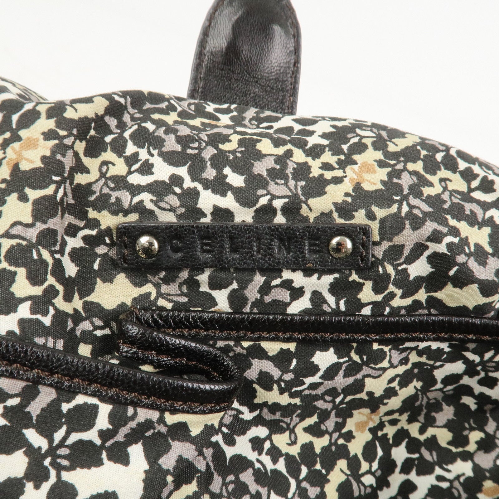 CELINE Macadam Denim Leather 2Way Shoulder Bag Indigo Blue Brown