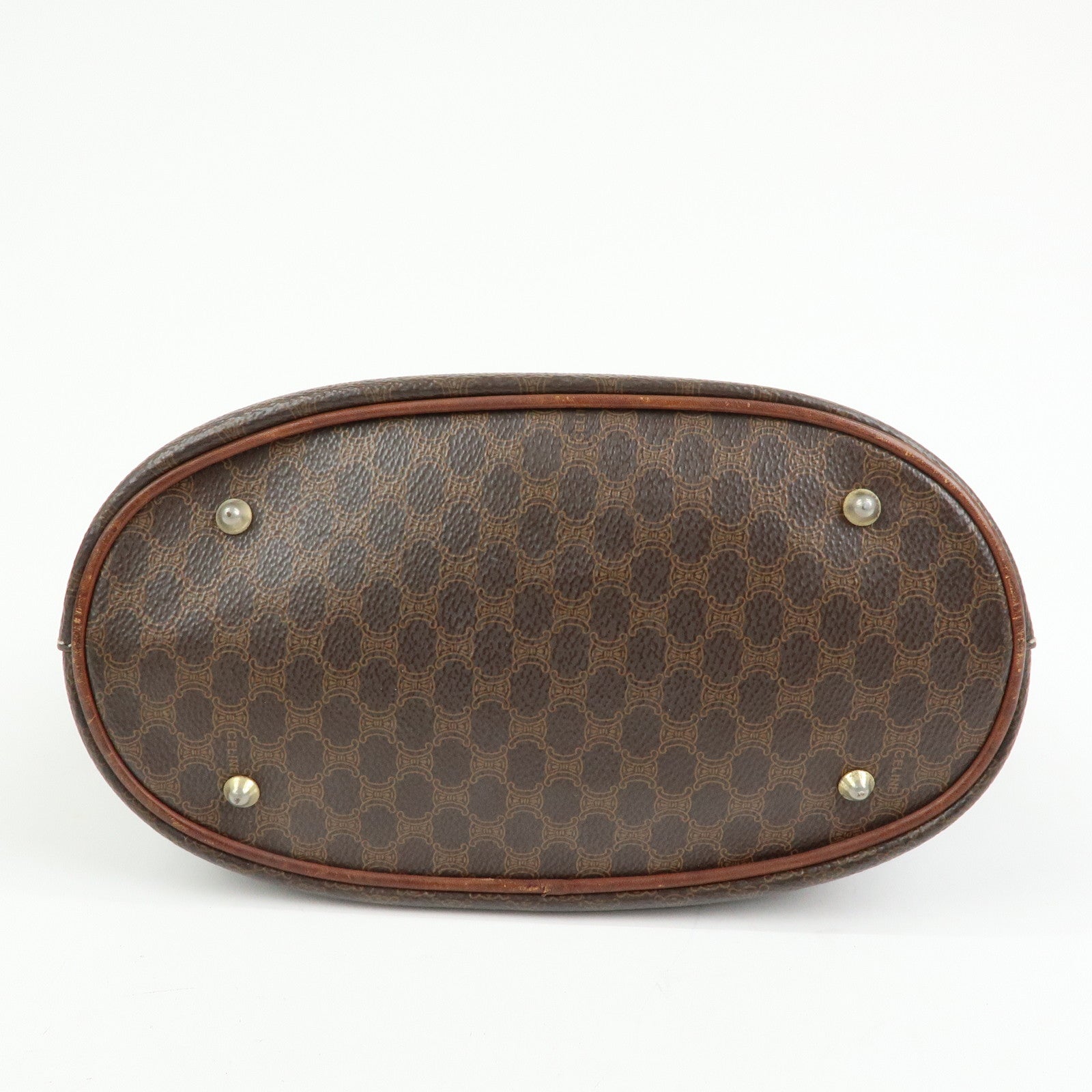 CELINE Macadam PVC leather Tote Bag Hand Bag Shoulder Bag Brown