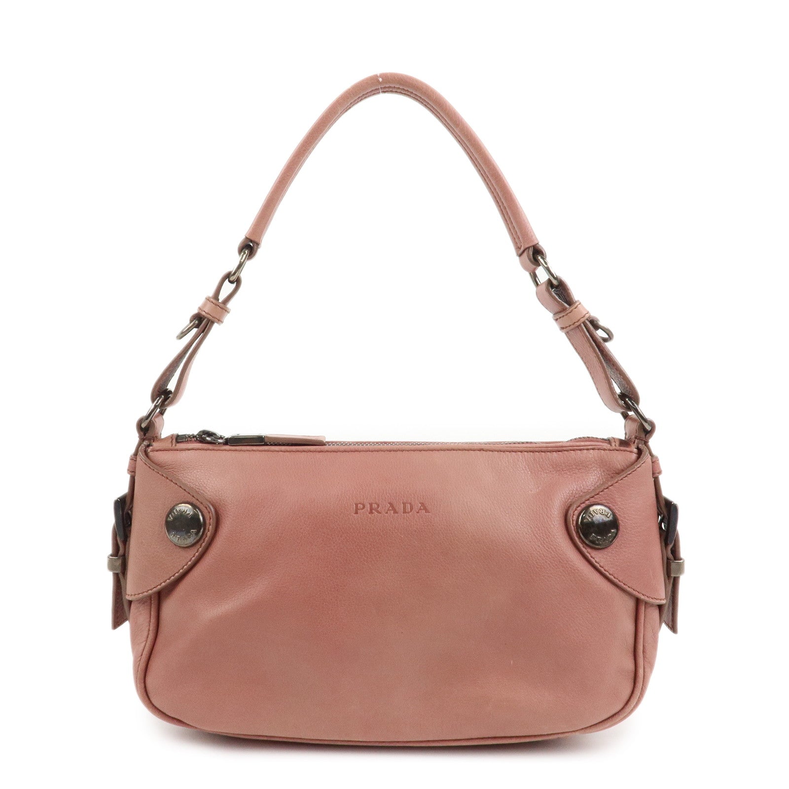 PRADA Leather Shoulder Bag Hand Bag Pink