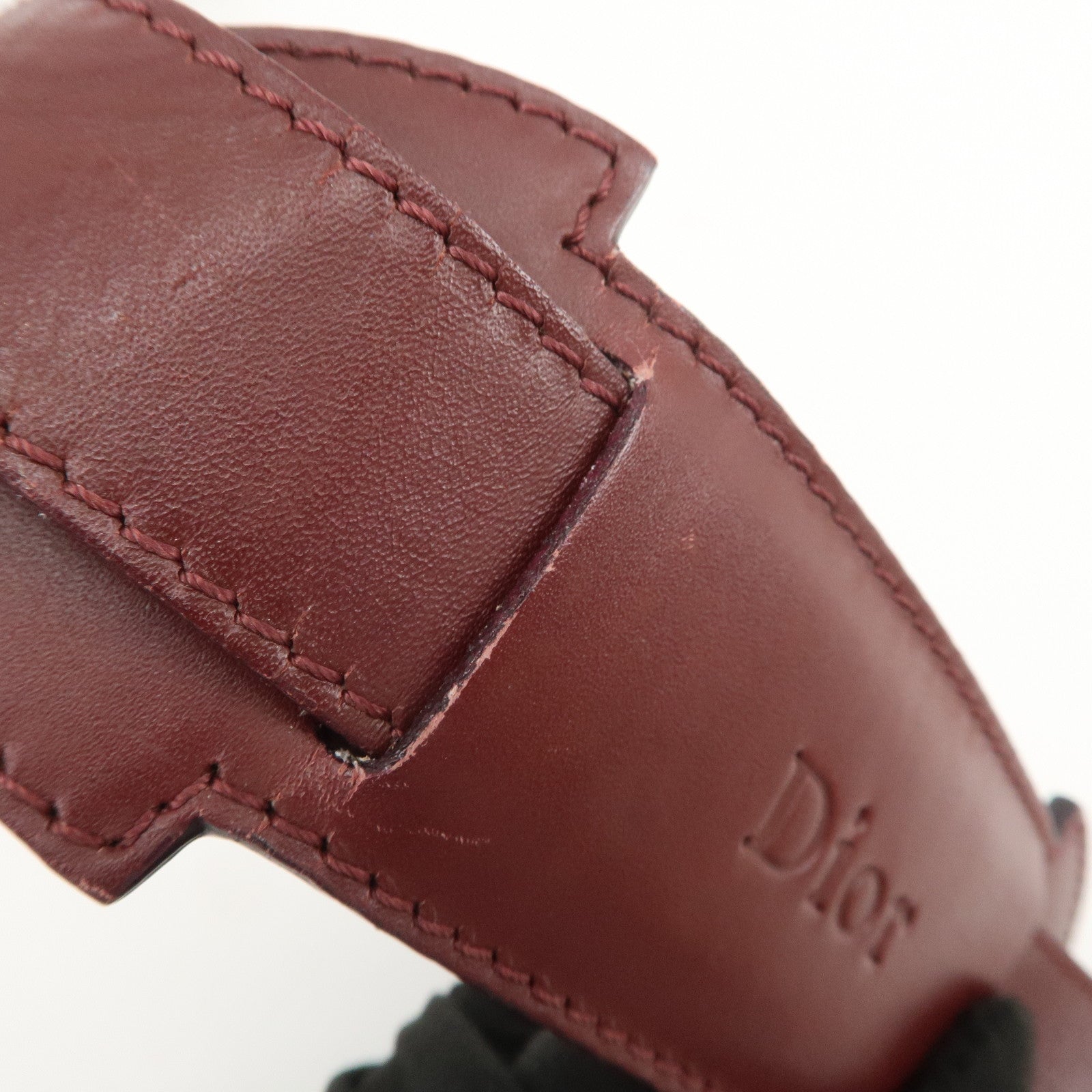 Christian Dior Trotter Jacquard Leather Shoulder Bag Burgundy