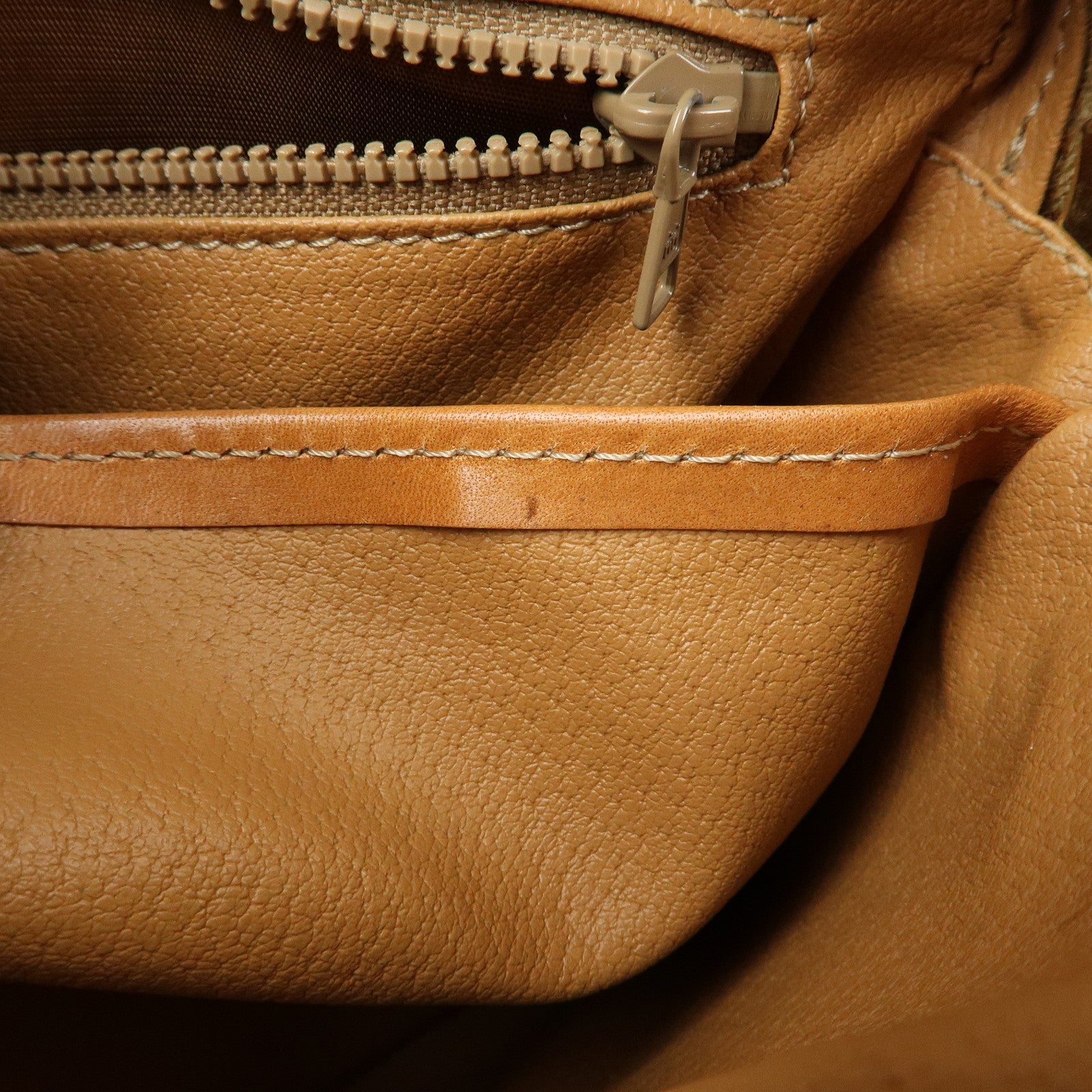 CELINE Macadam PVC Coated Canvas Leather Clutch Bag Pouch Brown