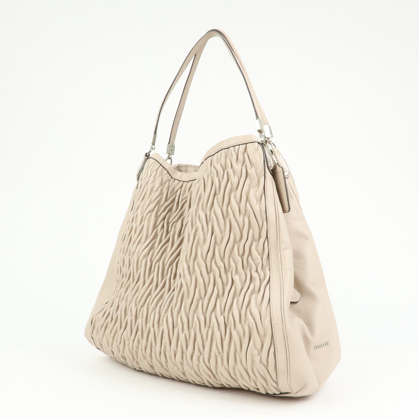 COACH Madison Leather Shoulder Bag Hand Bag Pink Beige