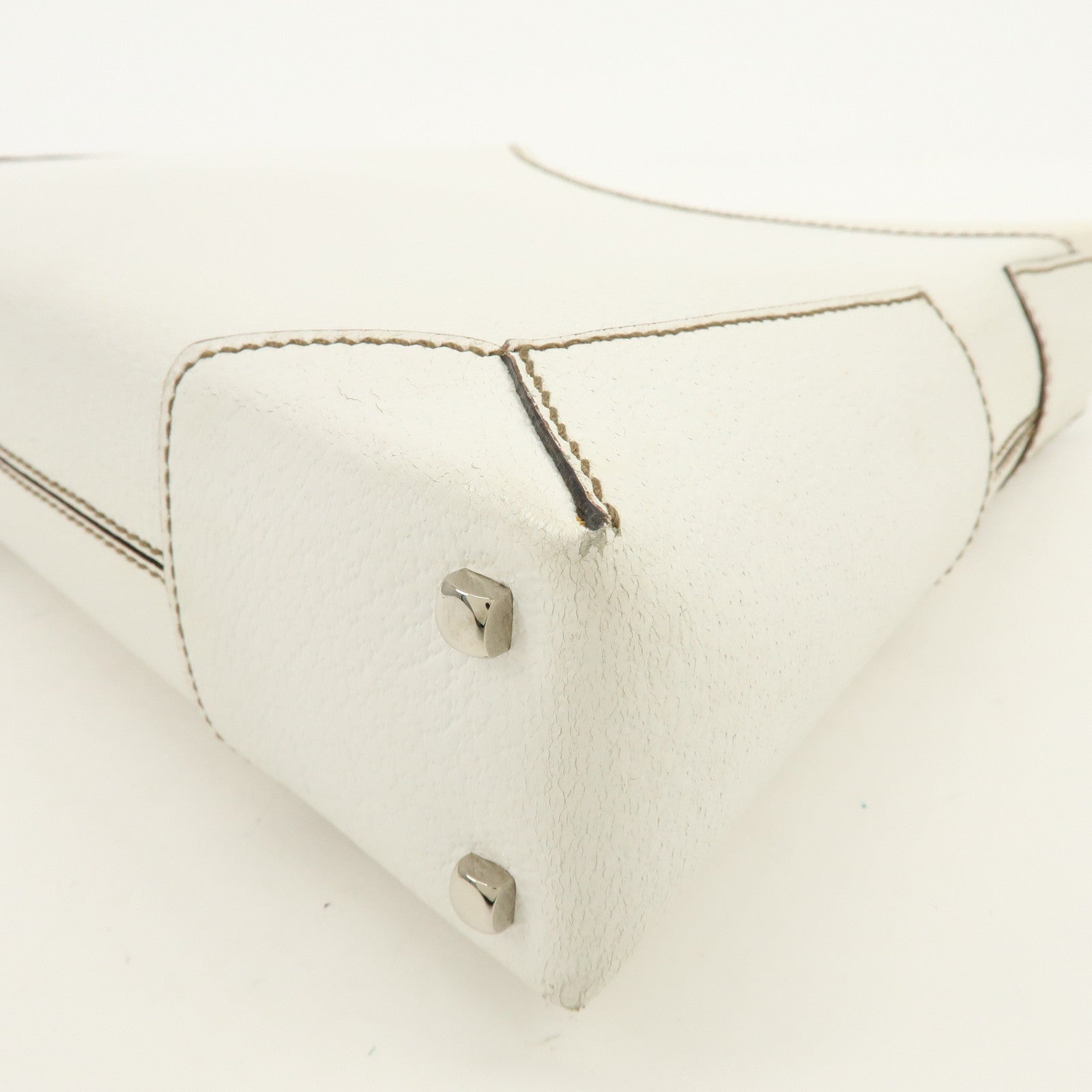 Ferragamo Leather Shoulder Bag Hand Bag White