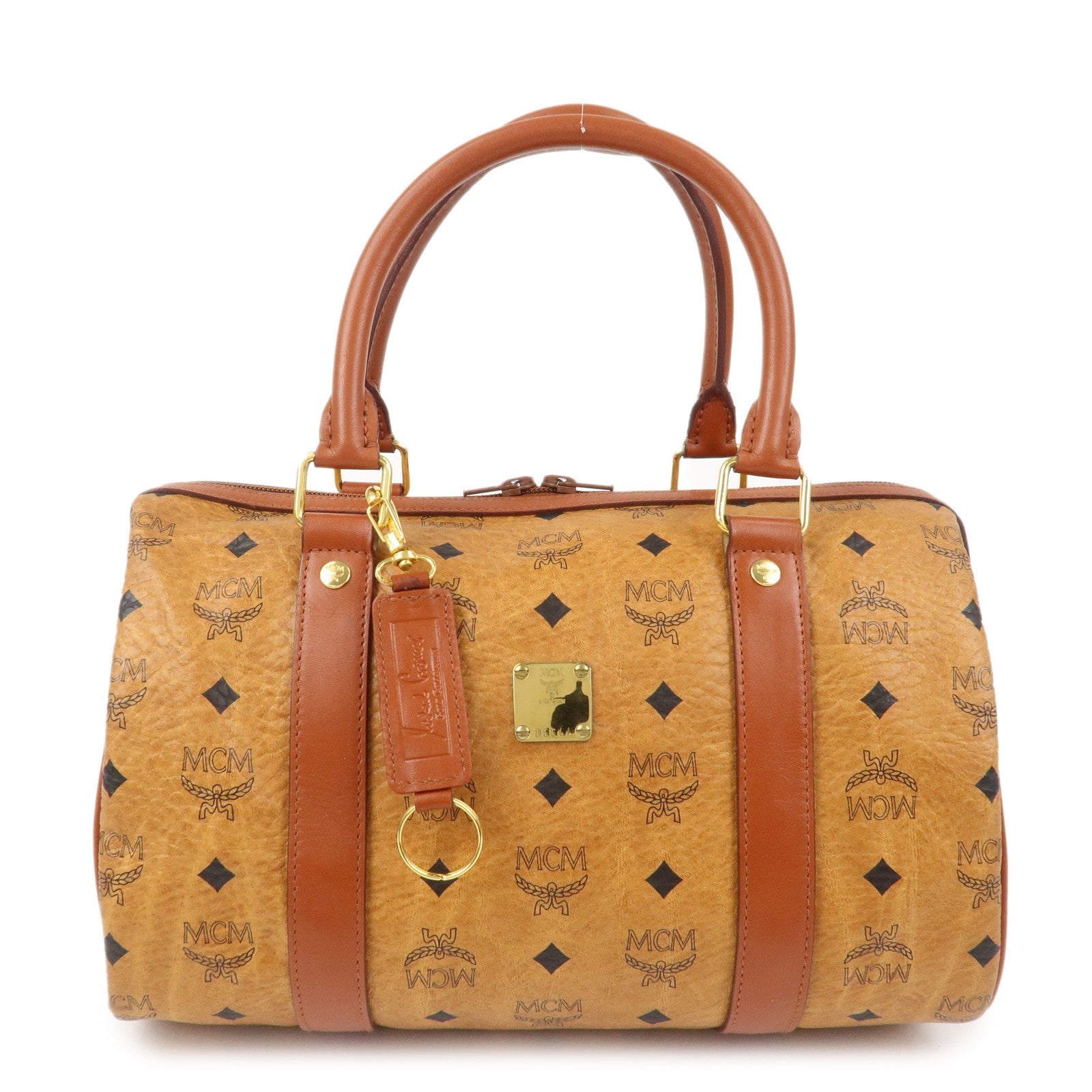 MCM Visetos Logo Leather 2WAY Bag Hand Bag Shoulder Bag Brown