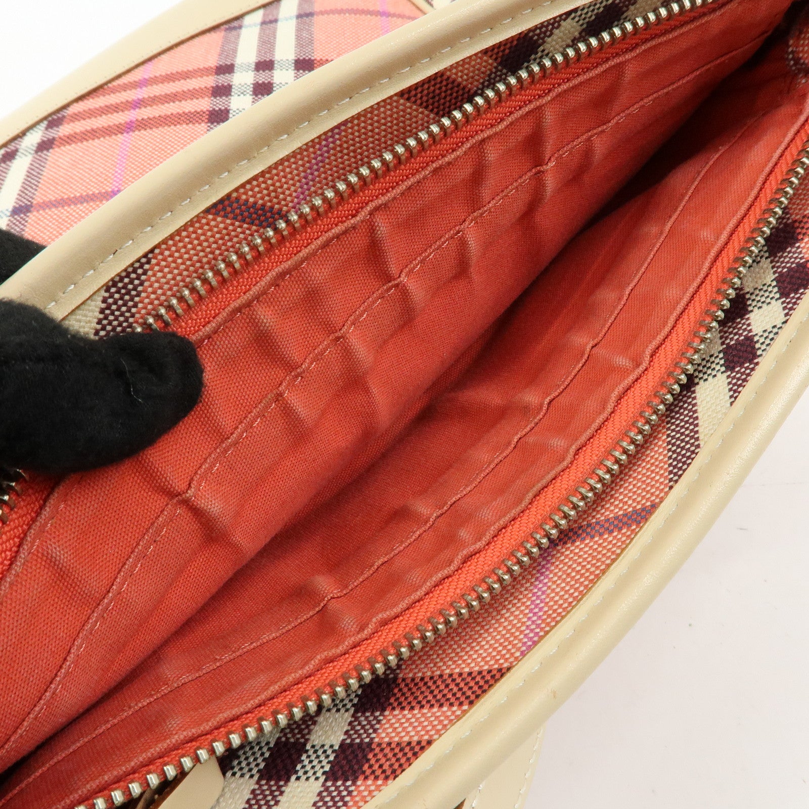 BURBERRY Blue Label Canvas Leather Shoulder Bag Hand Bag Pink Beige