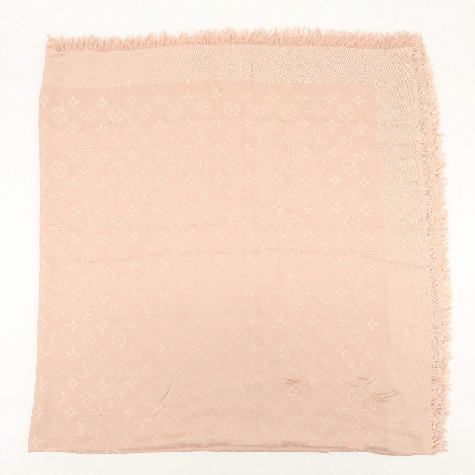 Louis Vuitton Monogram Silk Wook Scarf Shawl Pink 402336