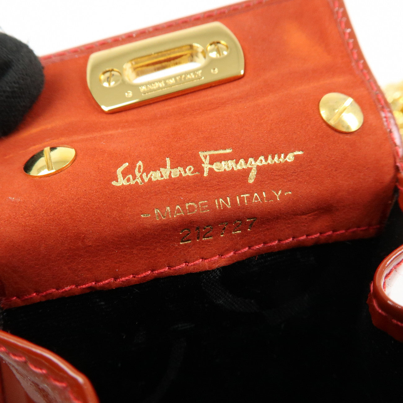 Ferragamo Gancini Patent Leather Chain Shoulder Crossbody Bag Red