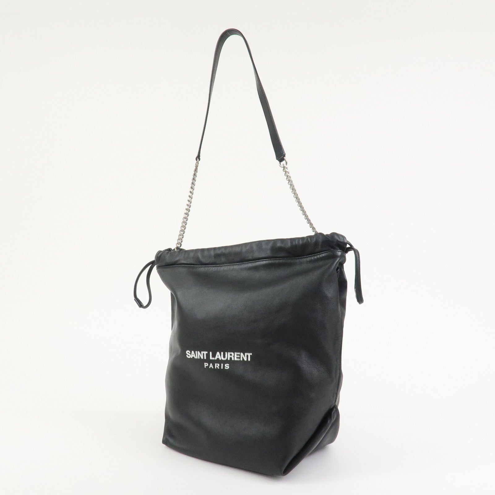 SAINT LAURENT PARIS TEDDY Lamb Skin Shoulder Bag Black 538447