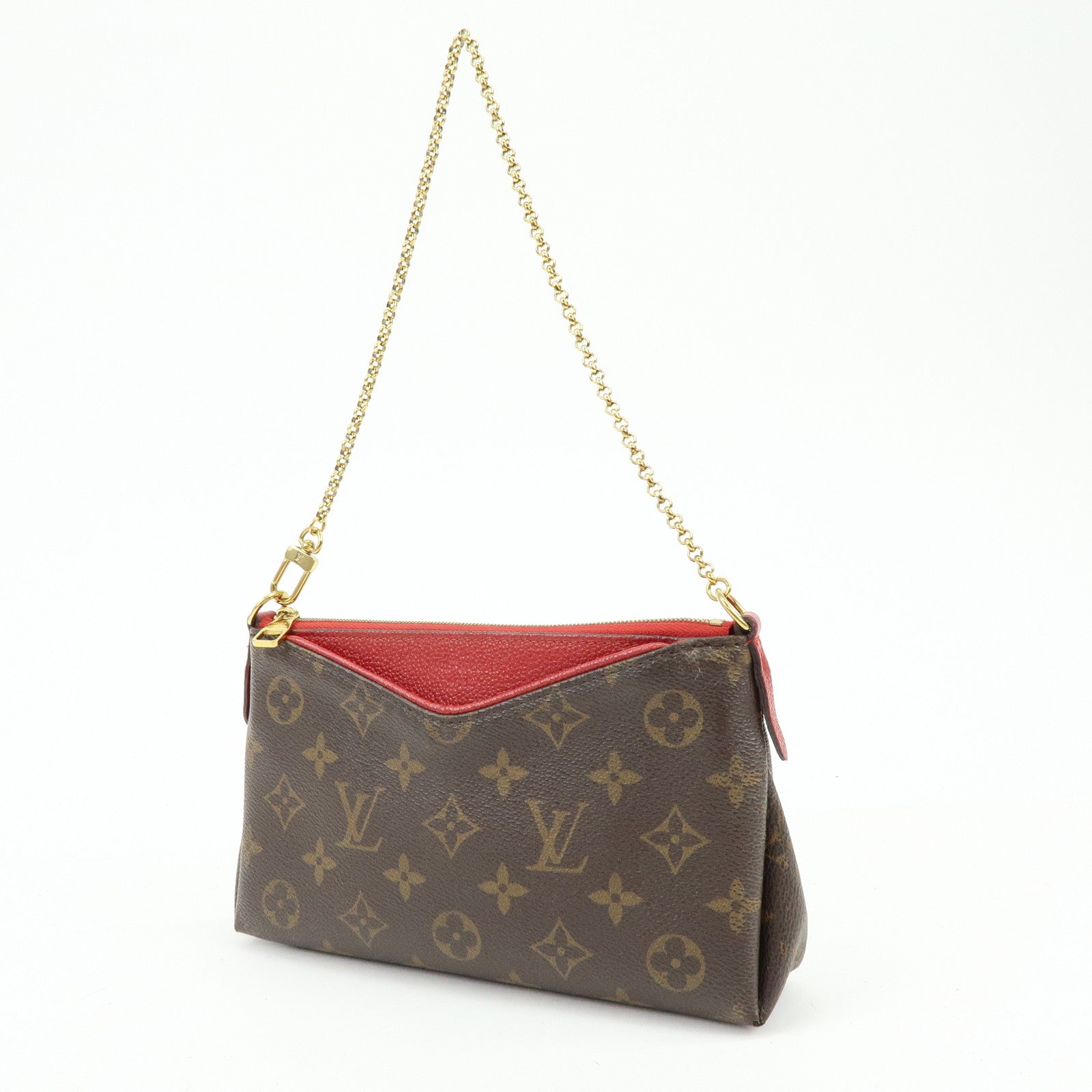 Louis Vuitton Monogram Pallas 2Way Chain Bag Clutch Cerise M41638